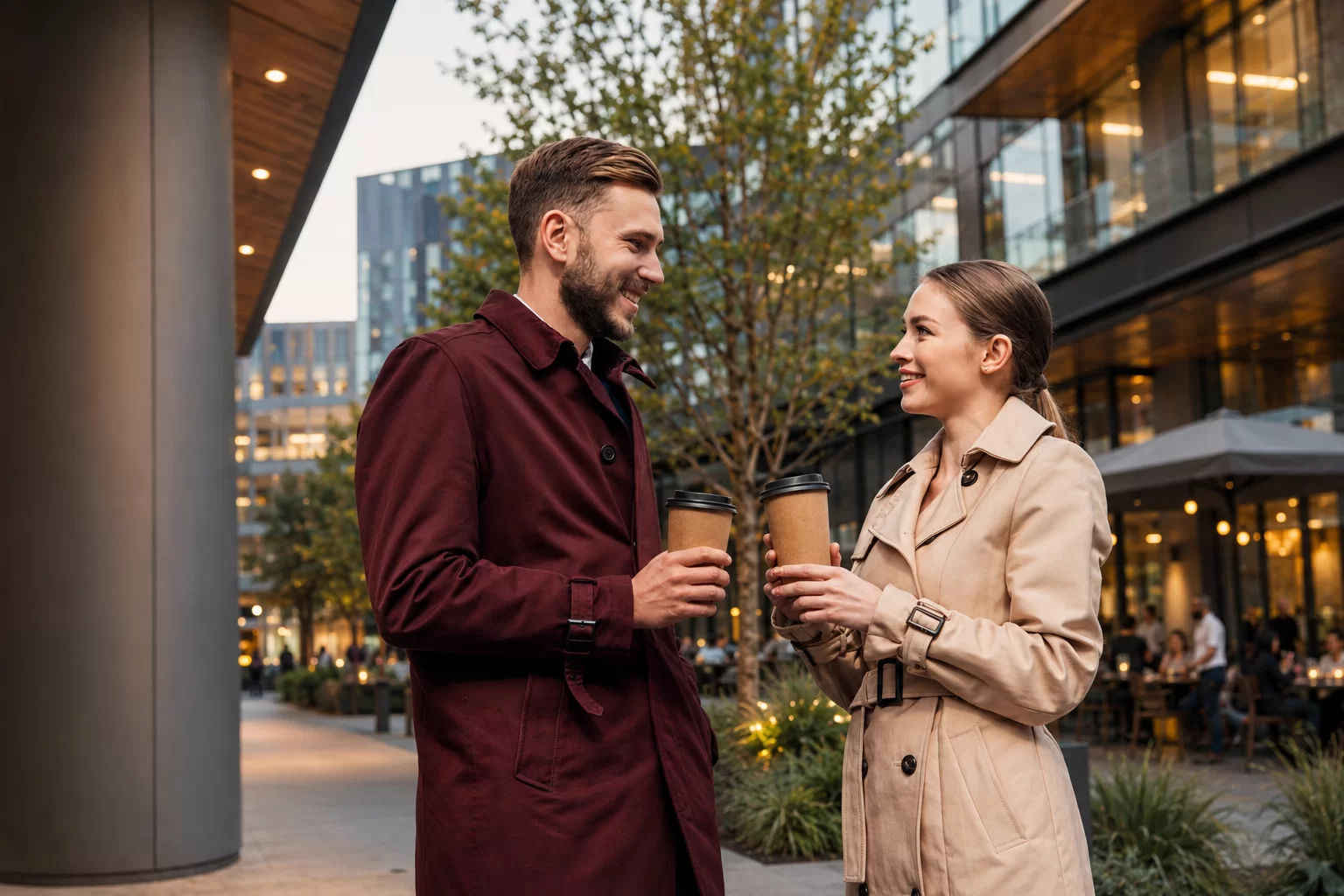 Pareja disfrutando café en Sendero 200