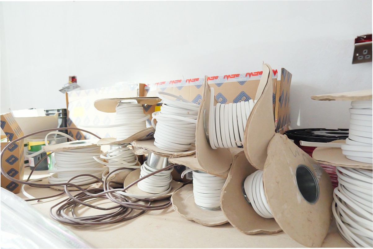 Large rolls of electrical cables for a project undertaken by Azure Electrical Ltd
