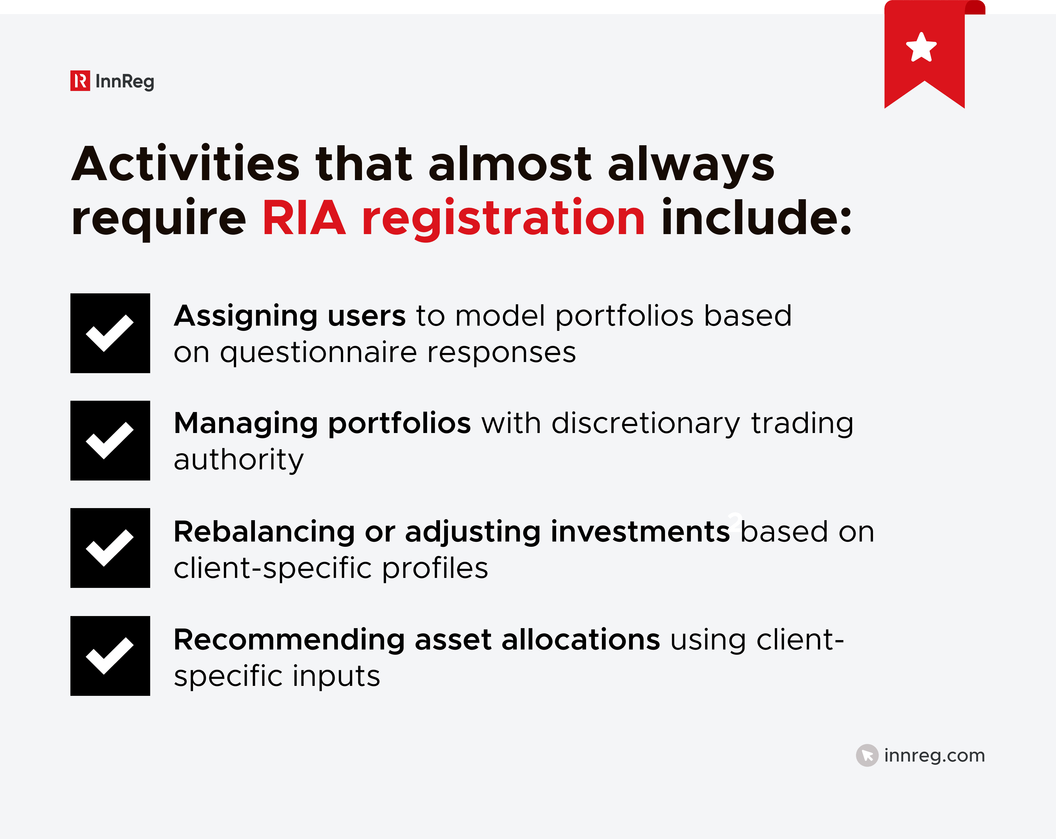 Activities that almost always require RIA registration