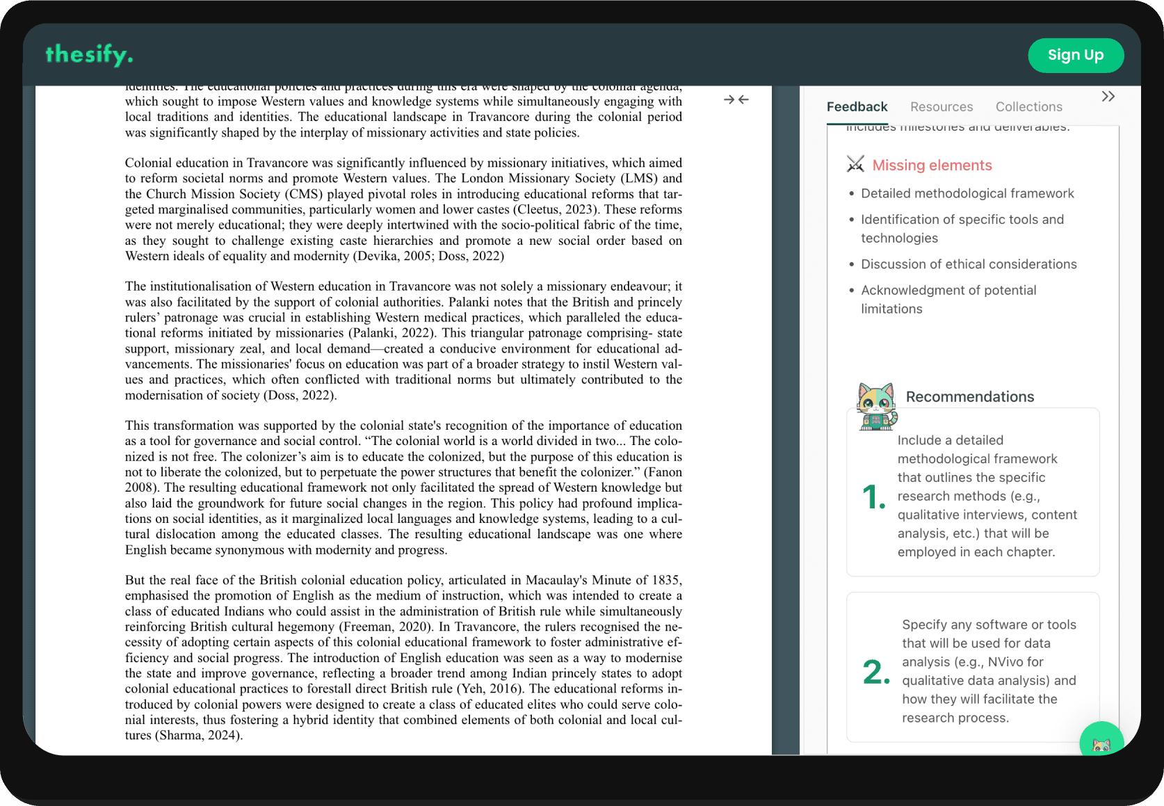 showcase of thesify's recommendations for grants