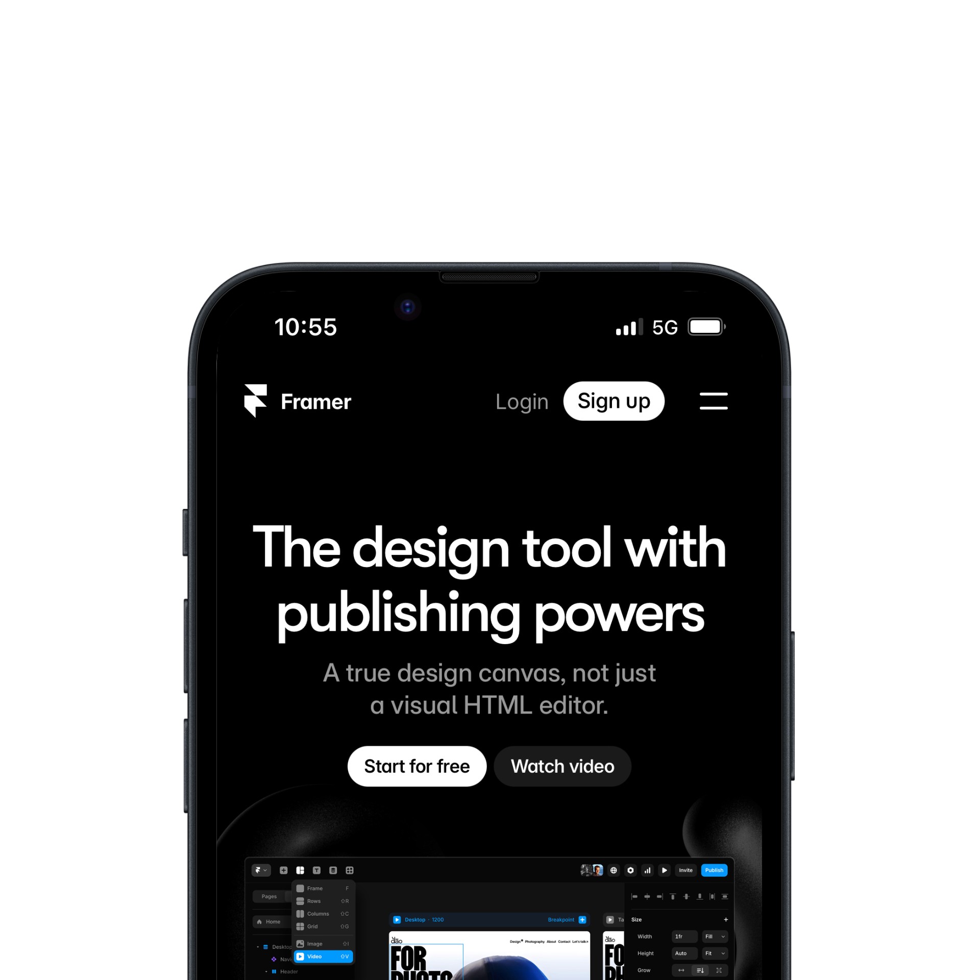 Iphone z stroną Framer