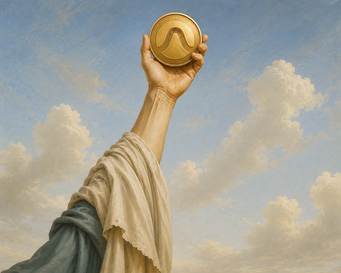 Holding Arc coin illustration
