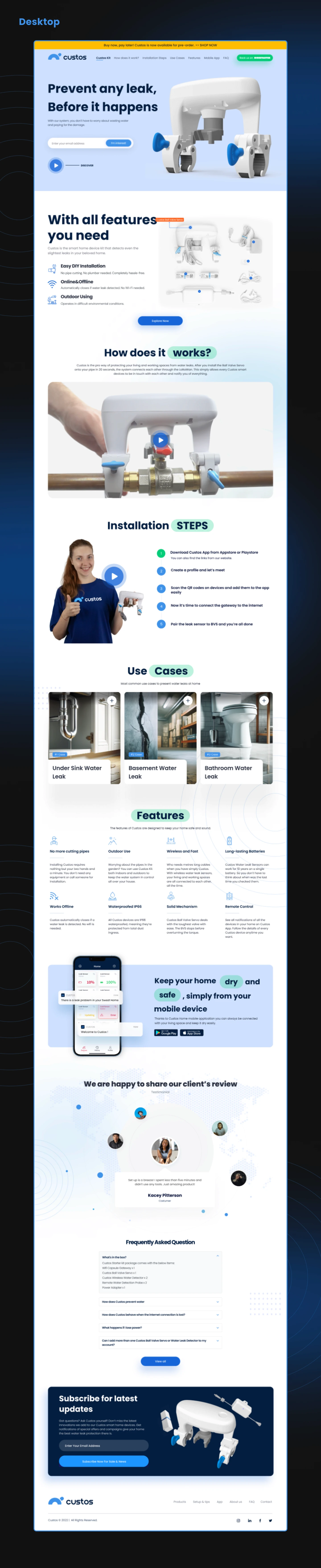 Custos Landing Website Design