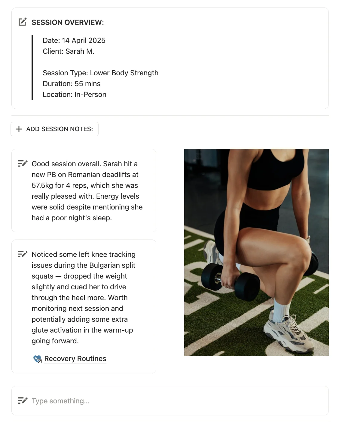 personal trainer client check-in