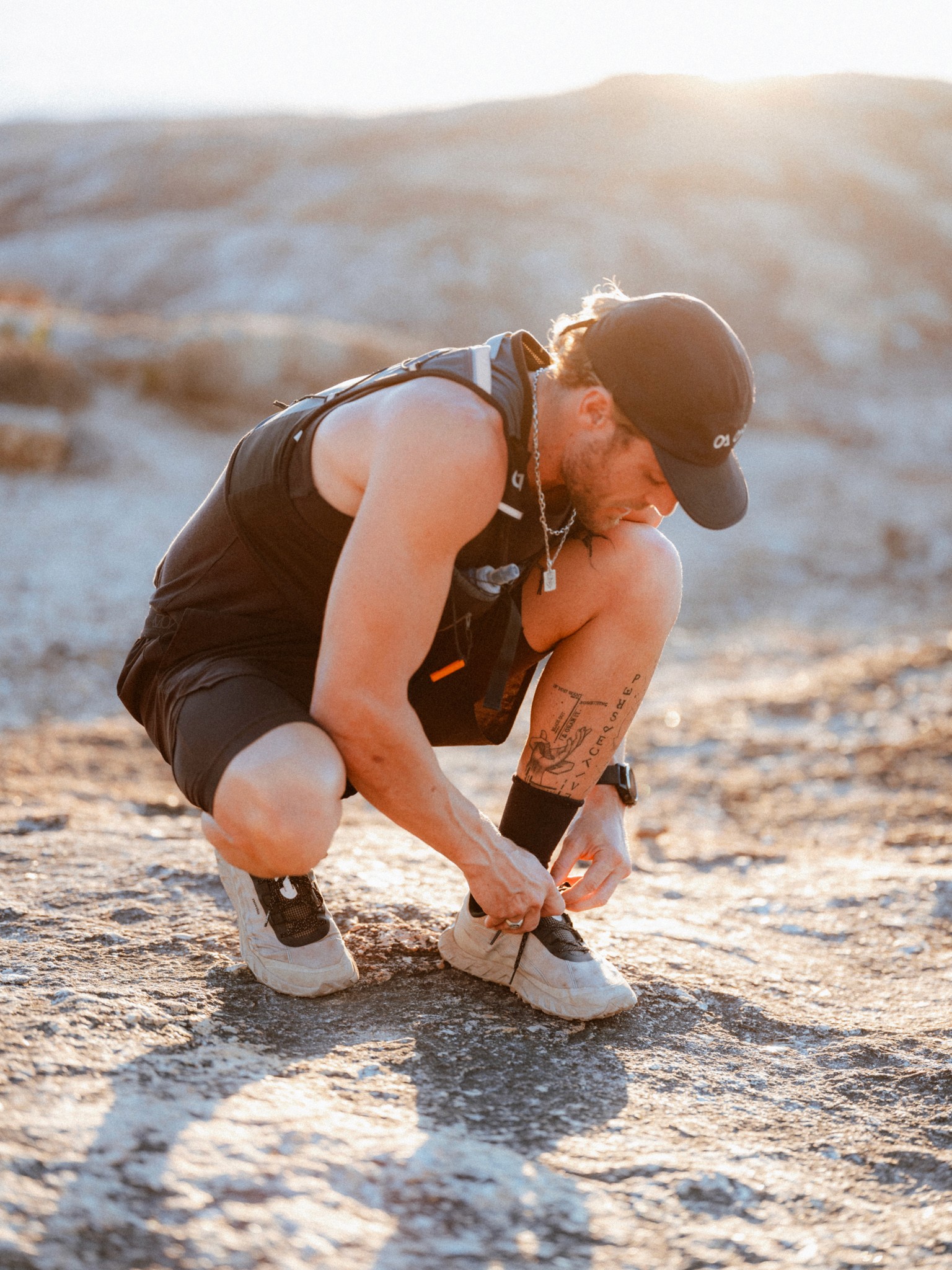 Athlete winning a race