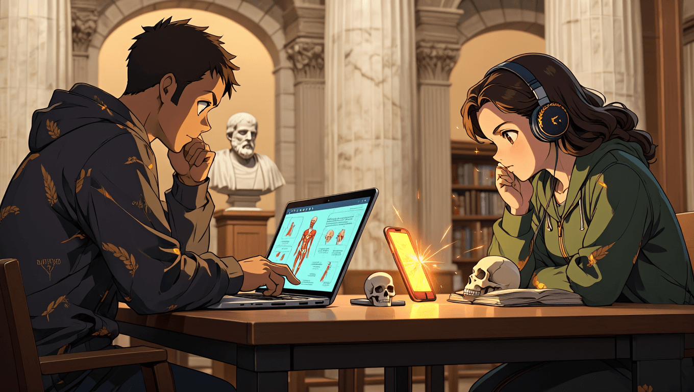 Students studying together with a laptop