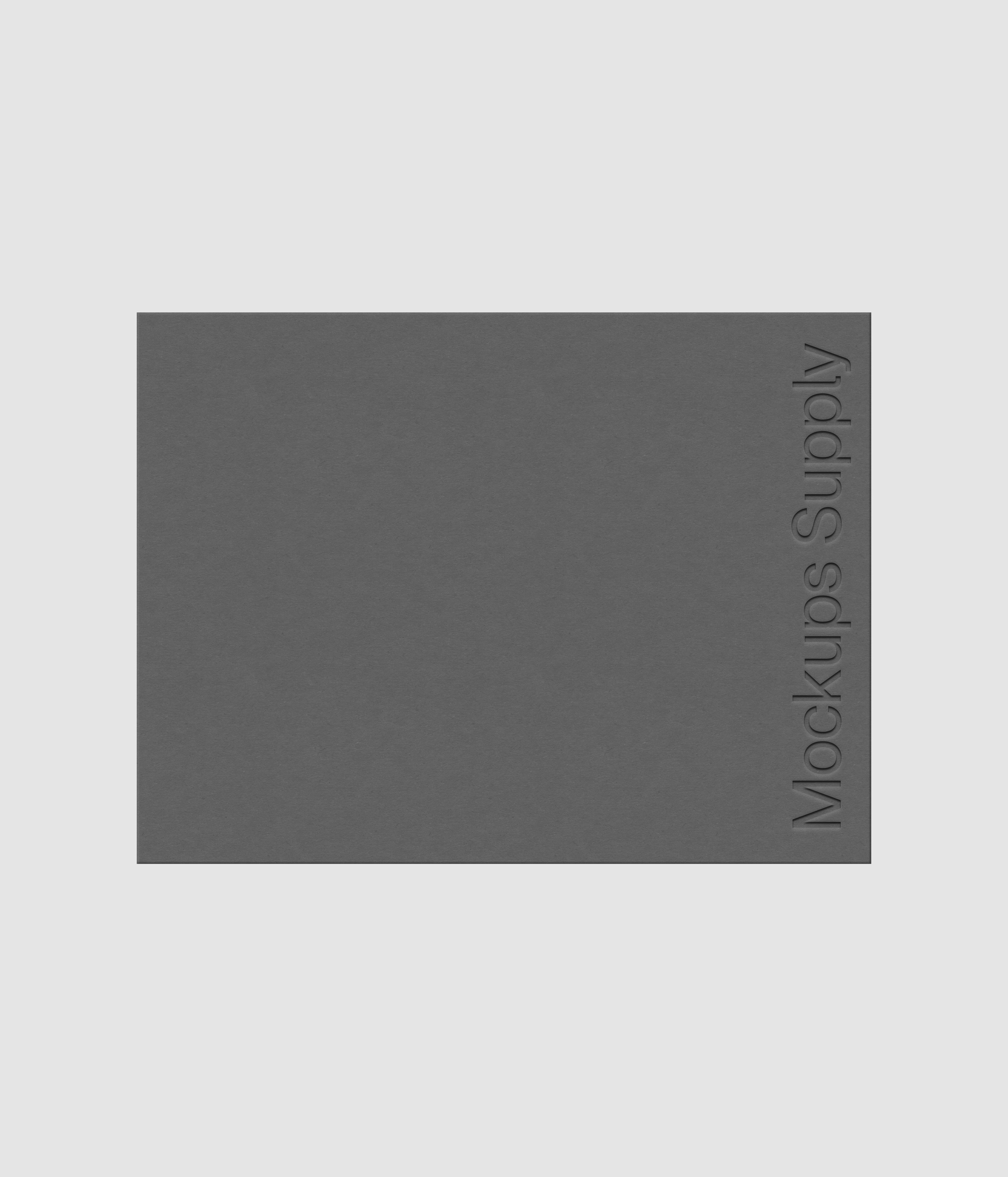 Landscape poster mockup PSD 4:3 with debossed logo effect, movable poster layout, modern minimal paper mockup for print design and brand identity