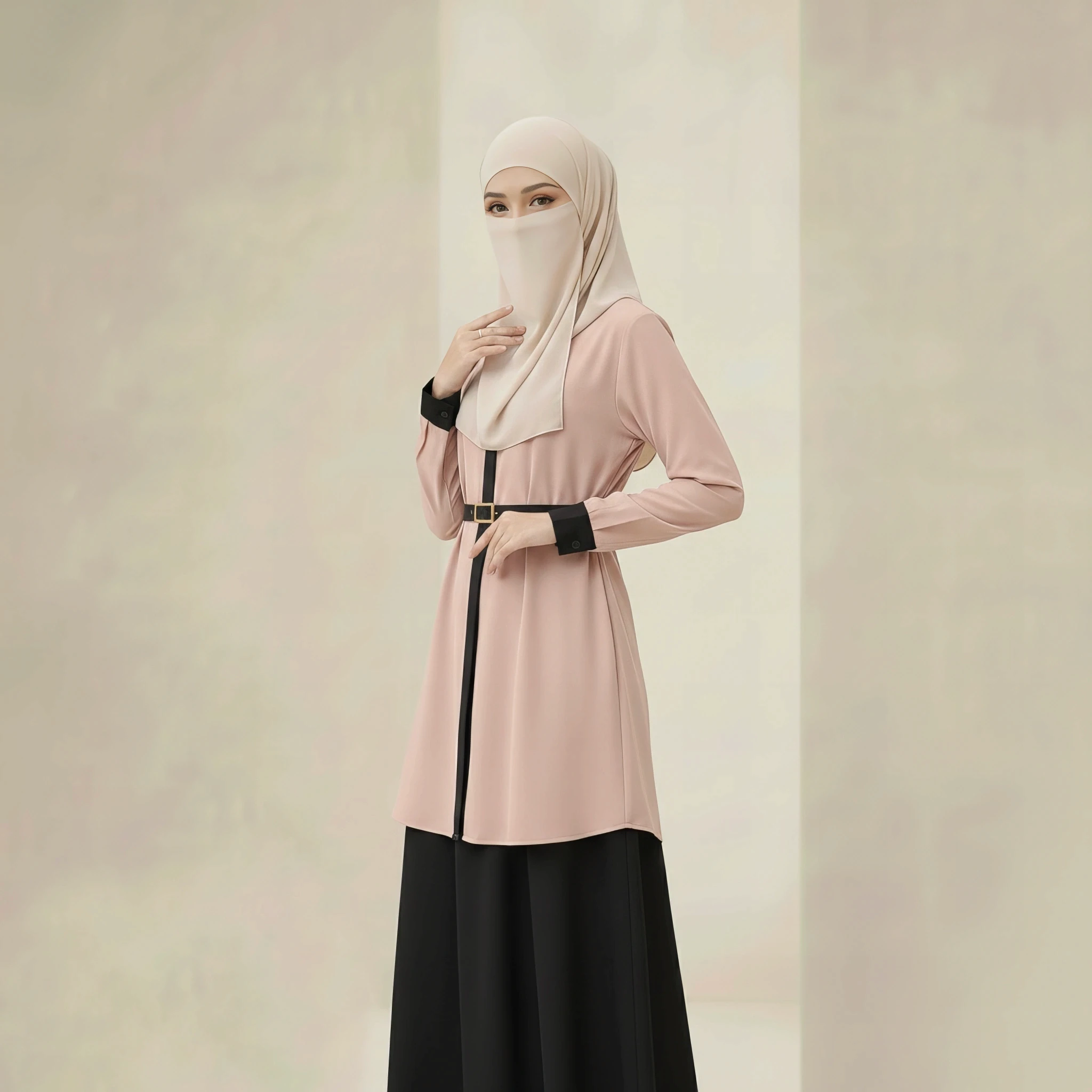 Veilline Belted Tunic in Warm Sand