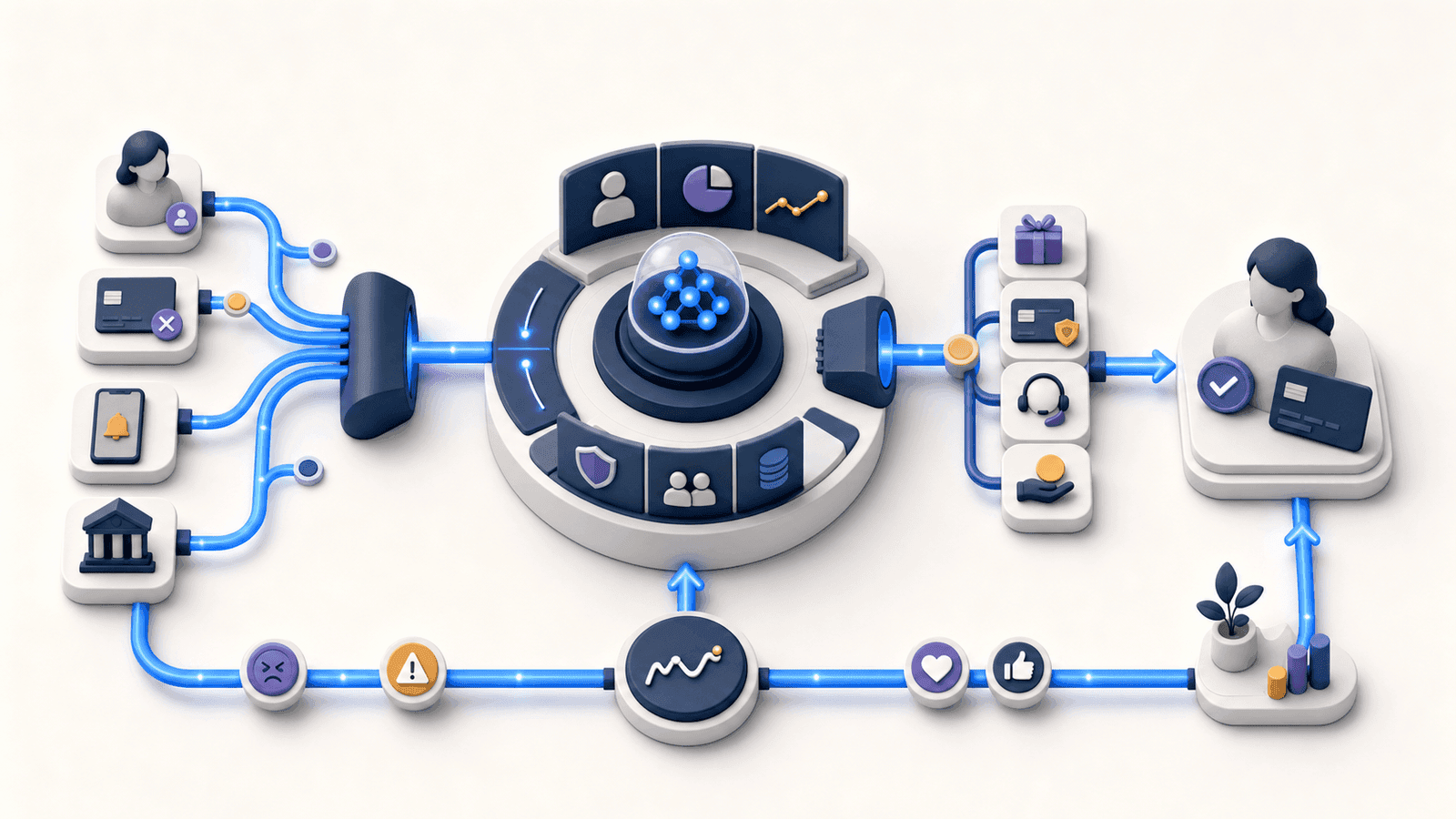 Bankteam steuert einen Retention Loop aus Signal, Kontext, Intervention, Ergebnis und Feedback.