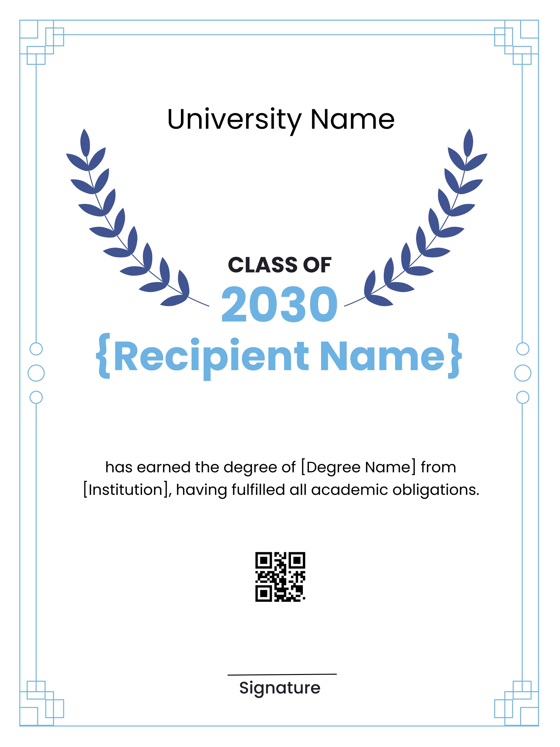 Wauld - Classy and formal graduation certificate template