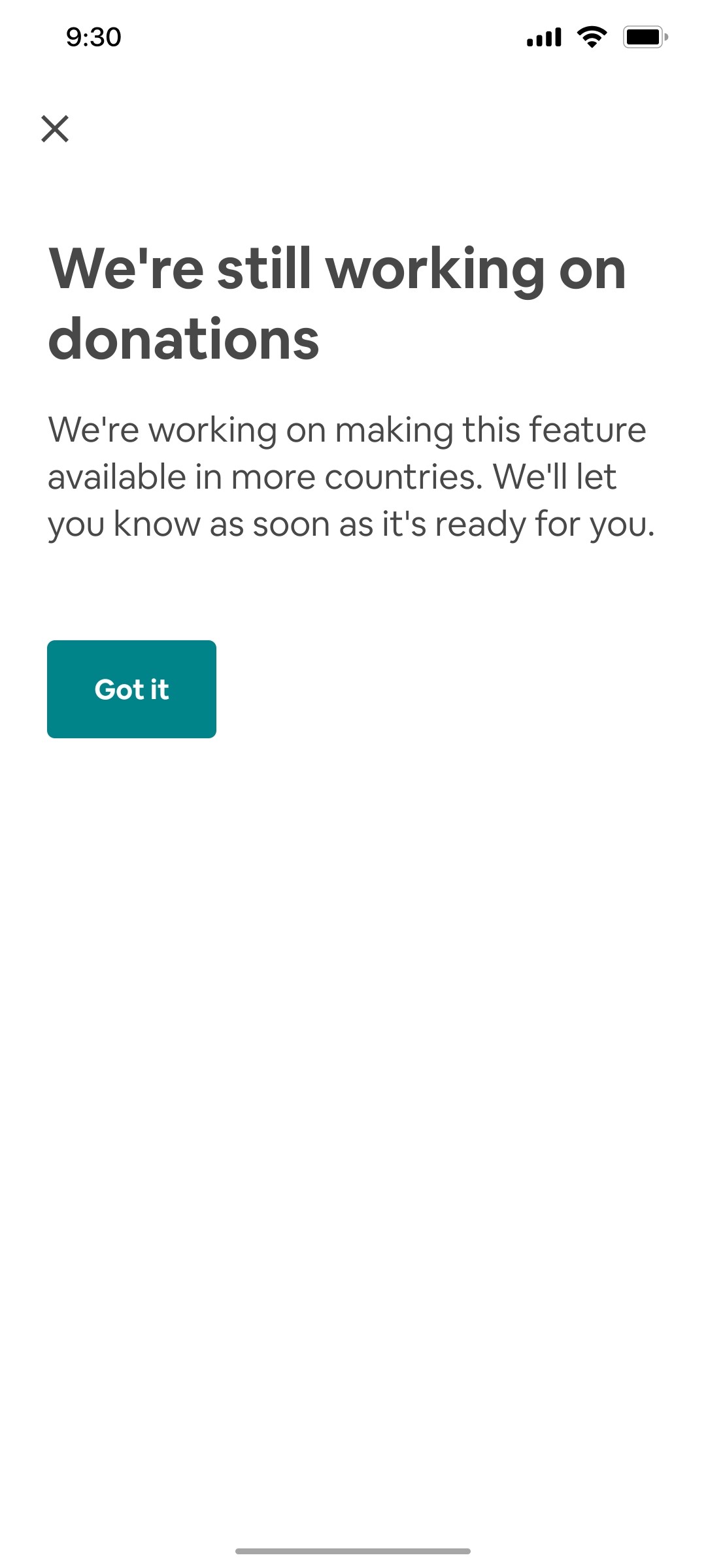 Airbnb Donation screen