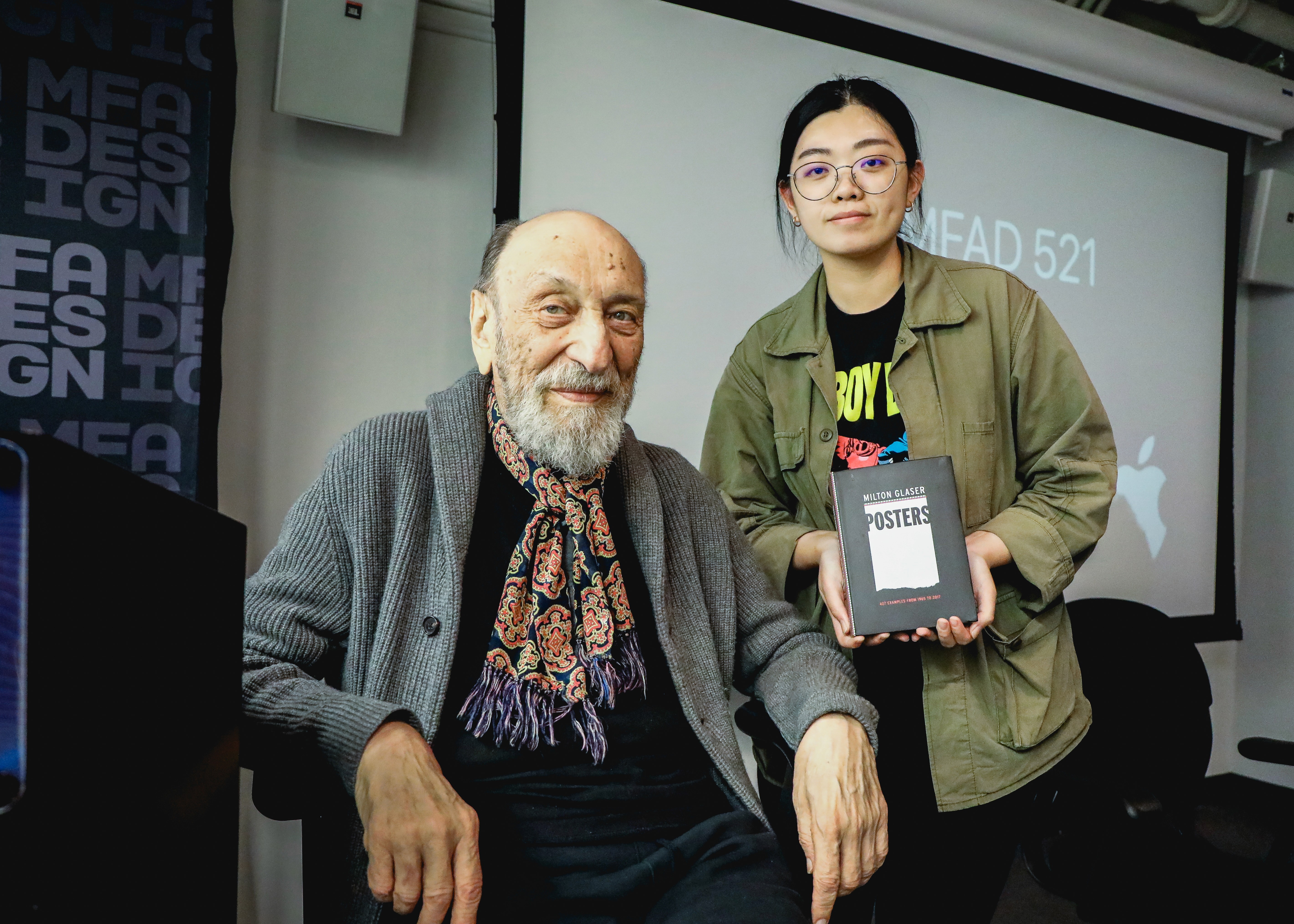 Milton Glaser with student