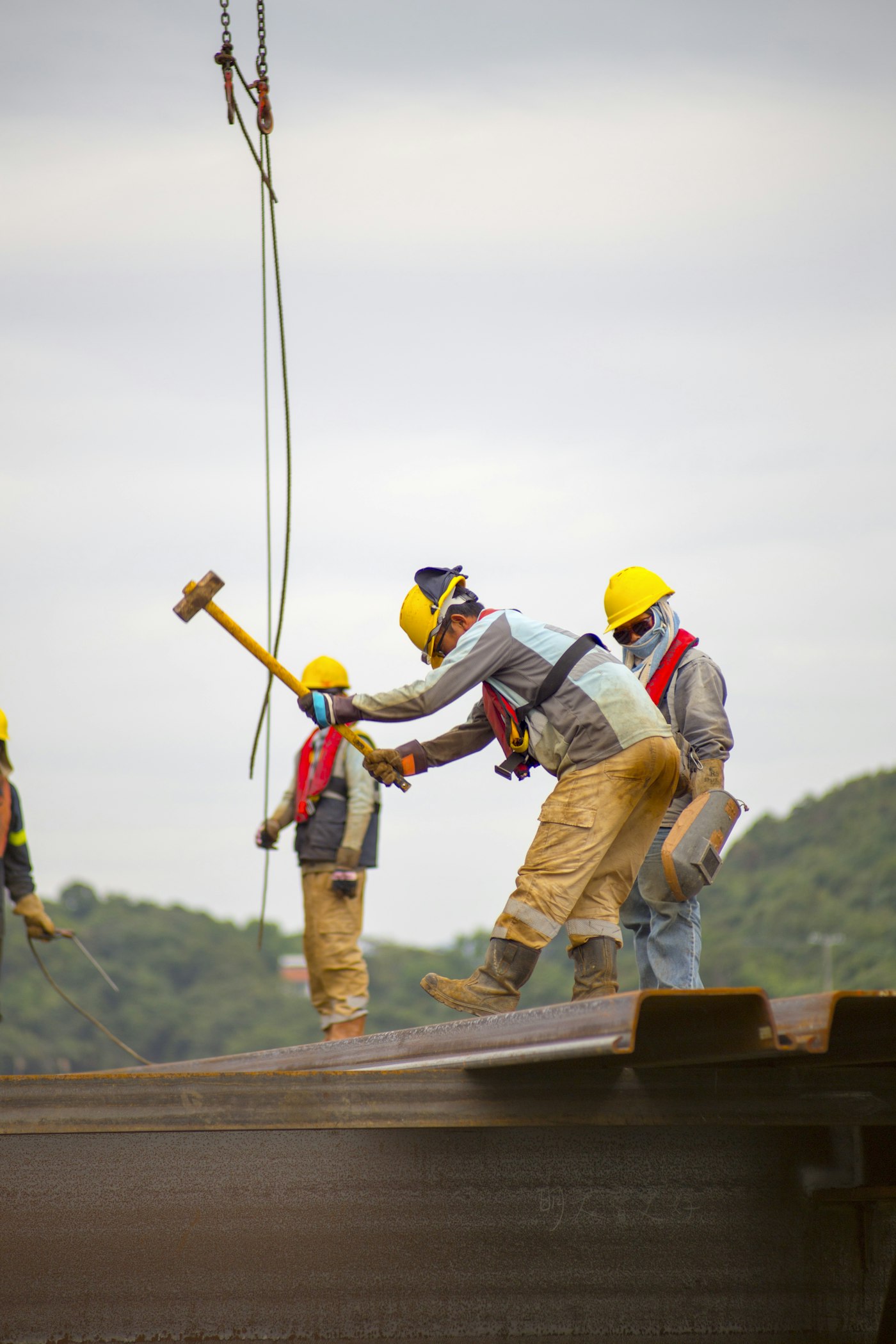 Builder holding a hammer