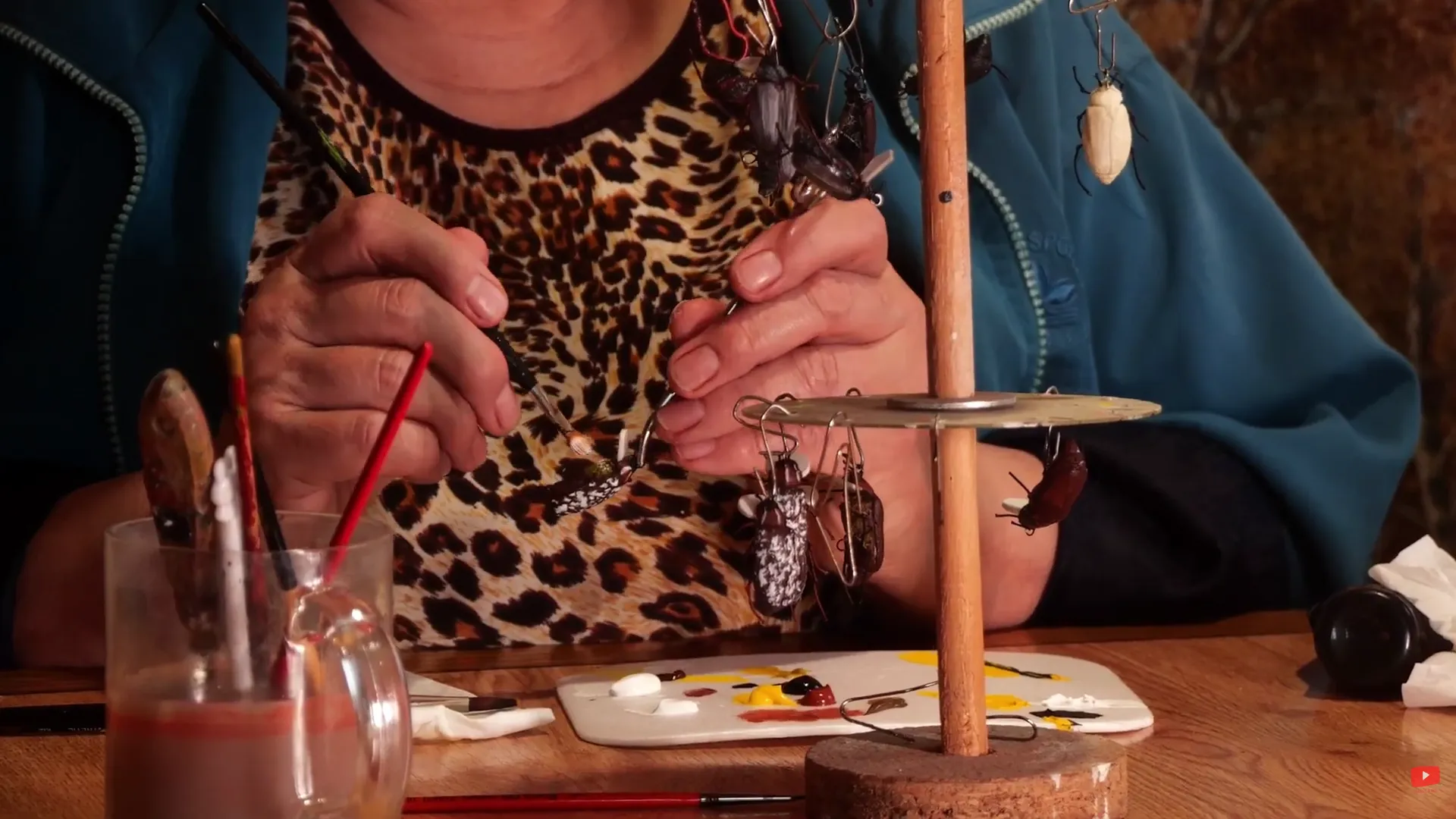 Product video showcasing the detailed hand crafting stage of handmade fishing lures, highlighting precision, material quality and the production process for promotional use.