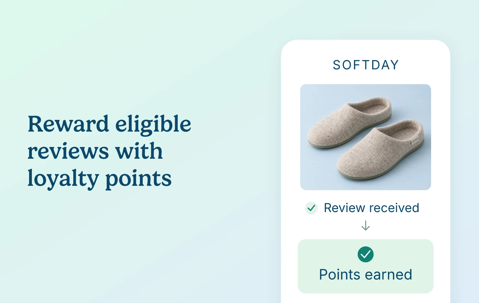 Judge.me and Smile.io integration: illustration of an eligible product review earning loyalty points.