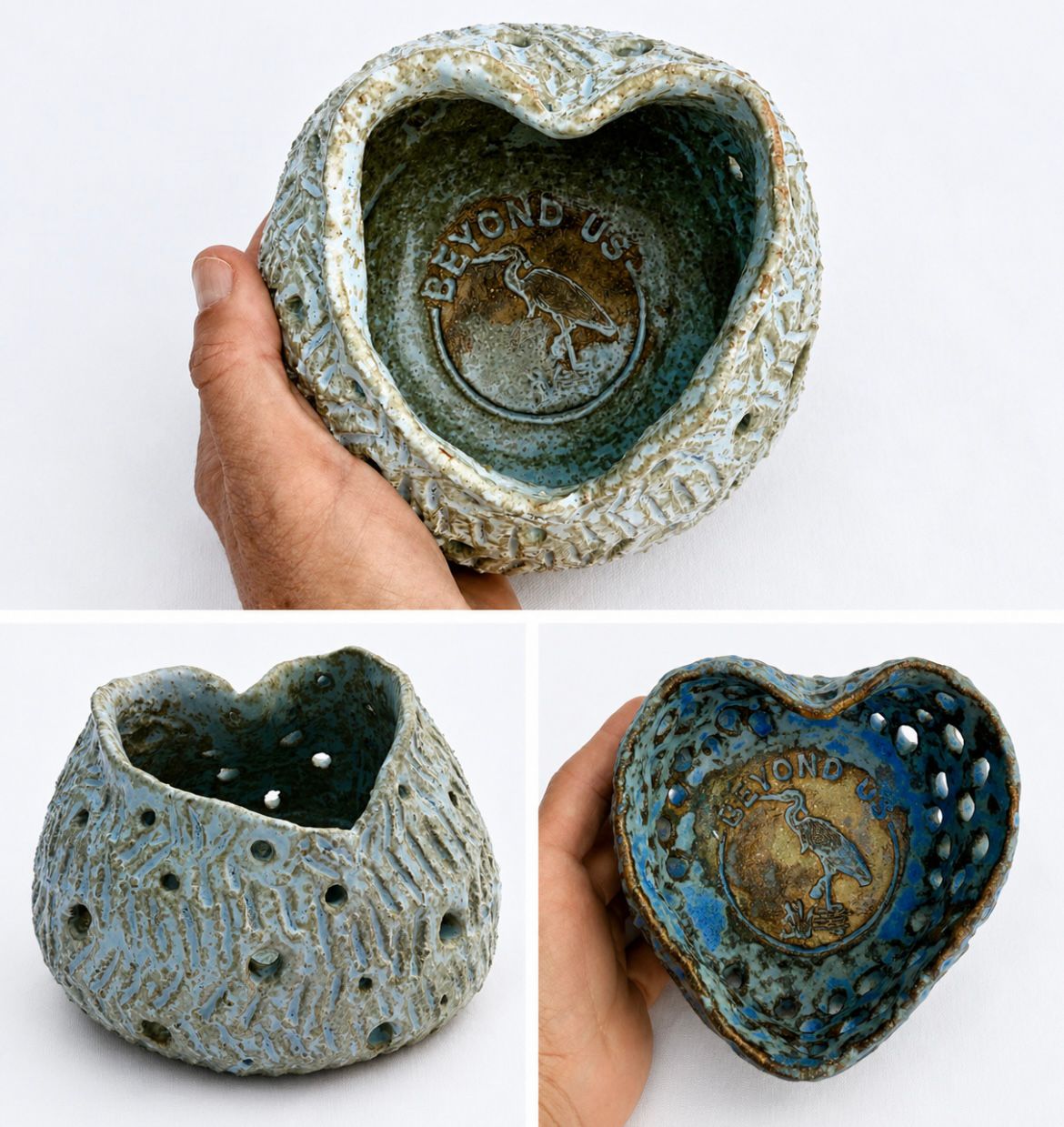 blue and brown ceramic bowl