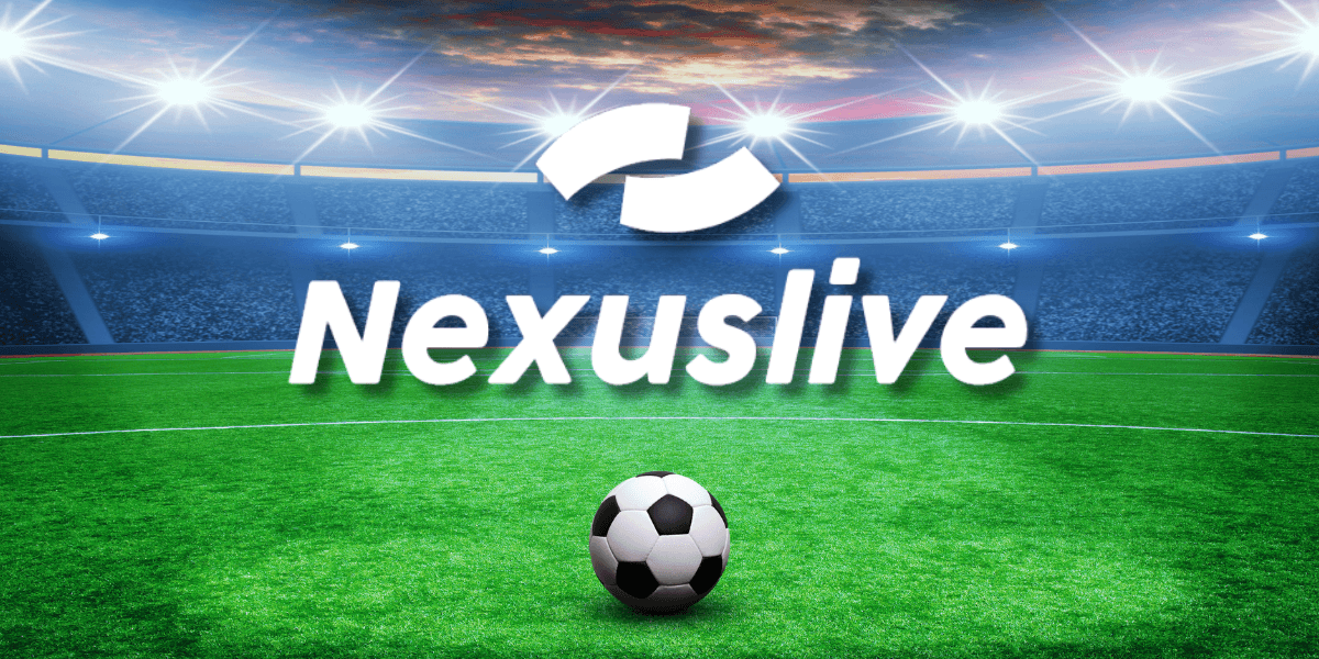 NexusLive branding showcasing live soccer scores, statistics, and news, emphasizing real-time sports data for 200,000 partners.