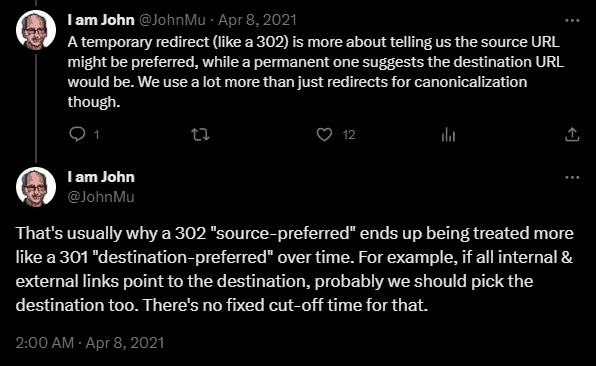 Google's John Mueller on 302 an 301 redirects