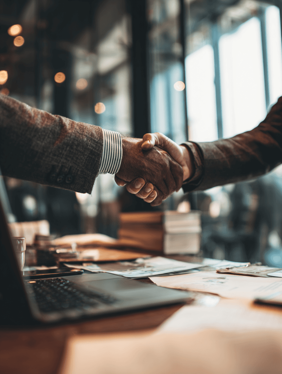 Handshake in an office
