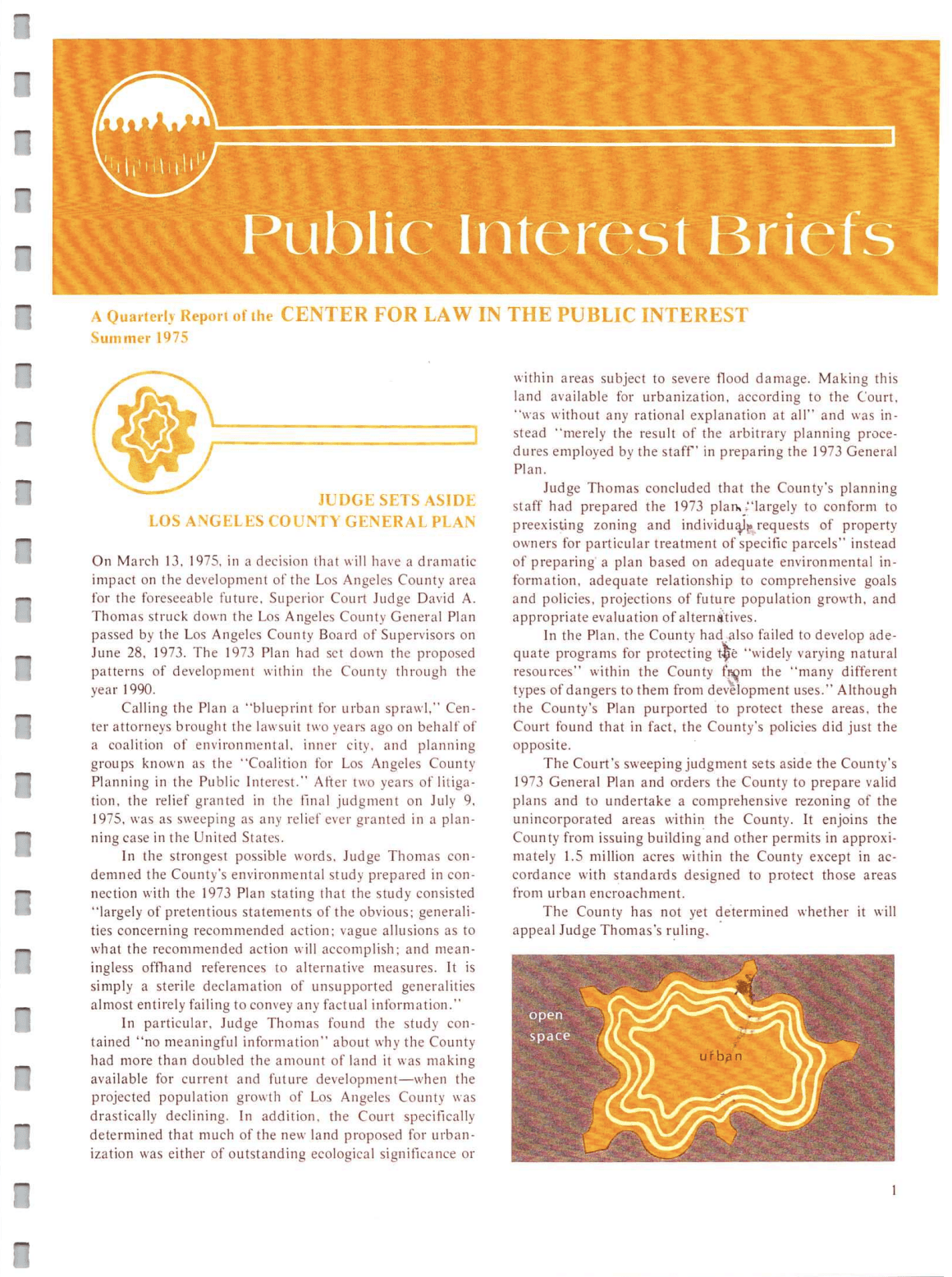 Cover of Center for Law In The Public Interest's Quarterly Report, Summer 1975 Edition Public Interest Briefs
