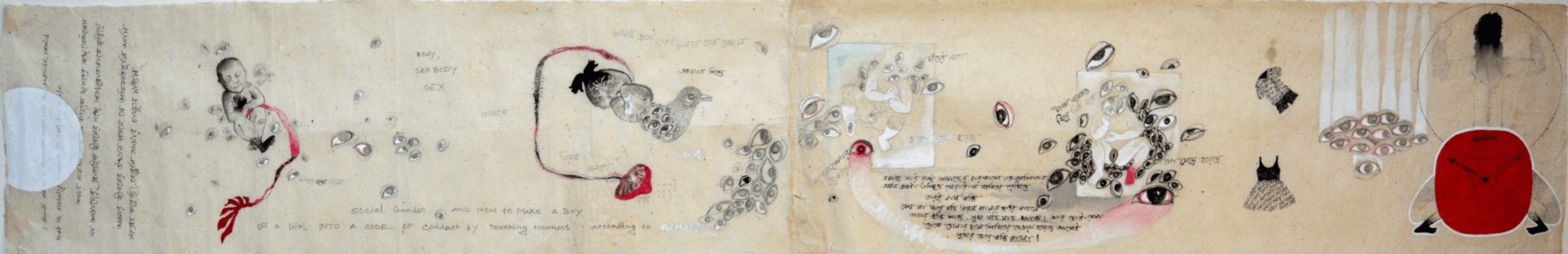 herd of sheep on road painting