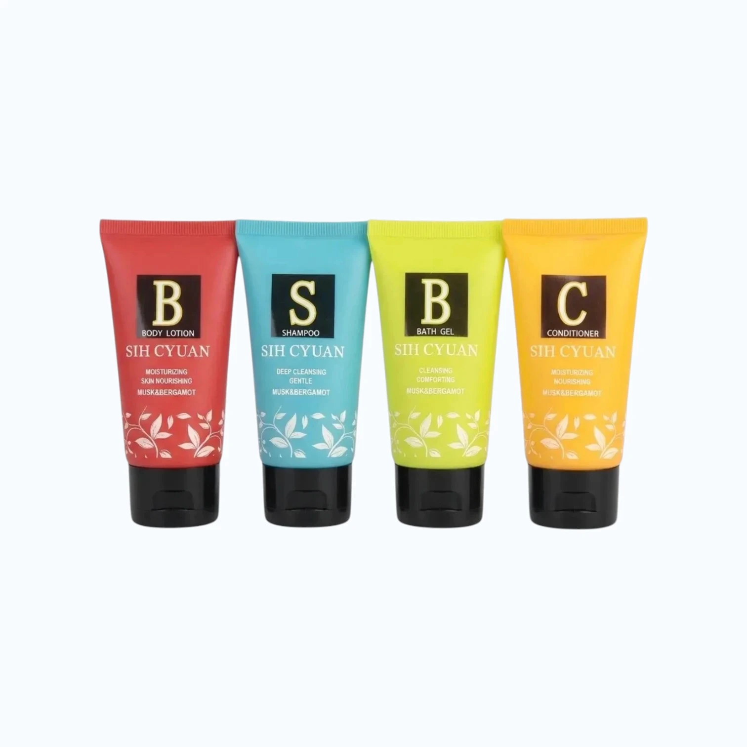 Portable travel toiletries set including hand wash and dish soap in a transparent carry bag, ideal for retail supermarket shelves and travel essentials section.