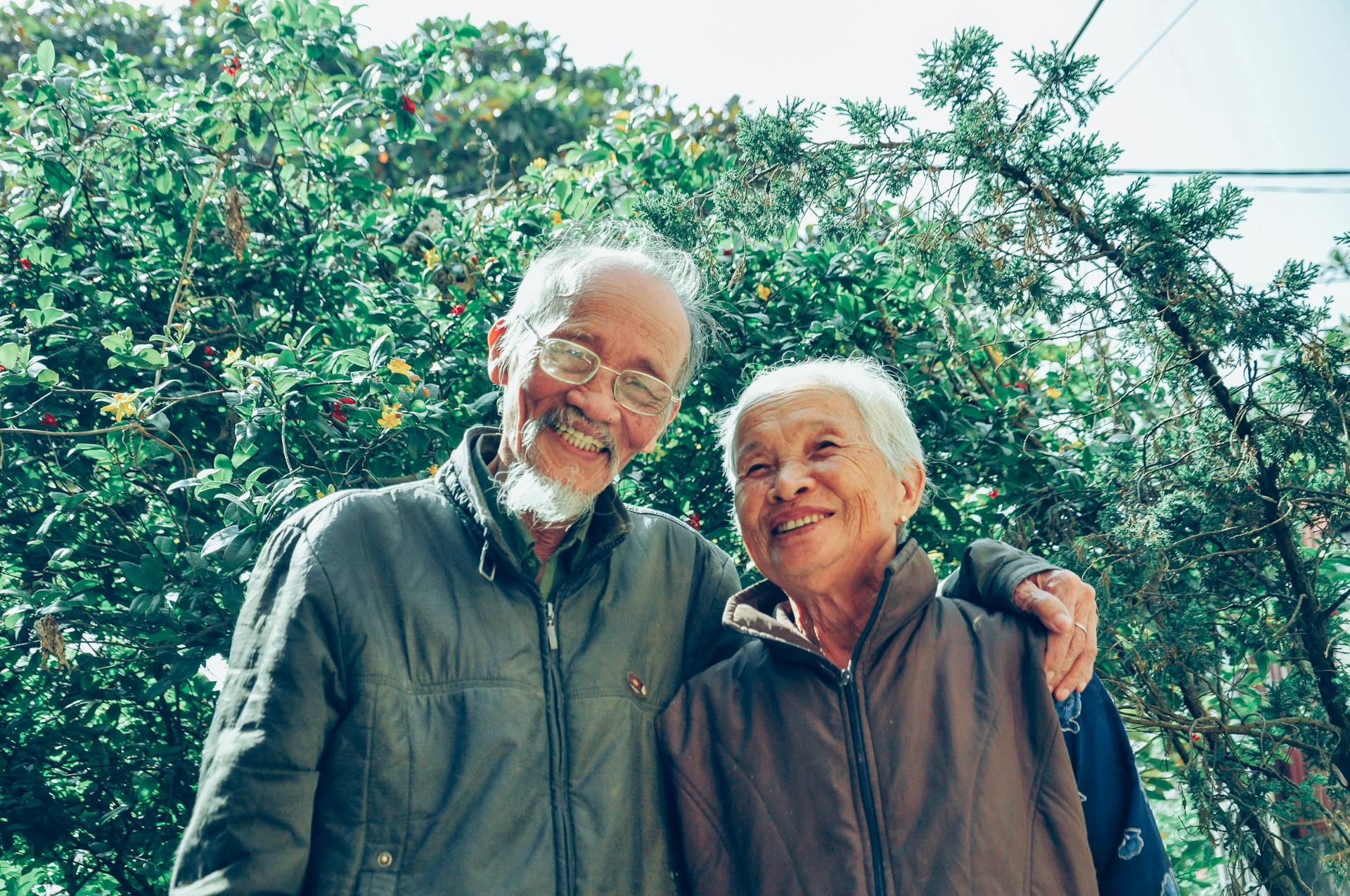Elderly couple in forest