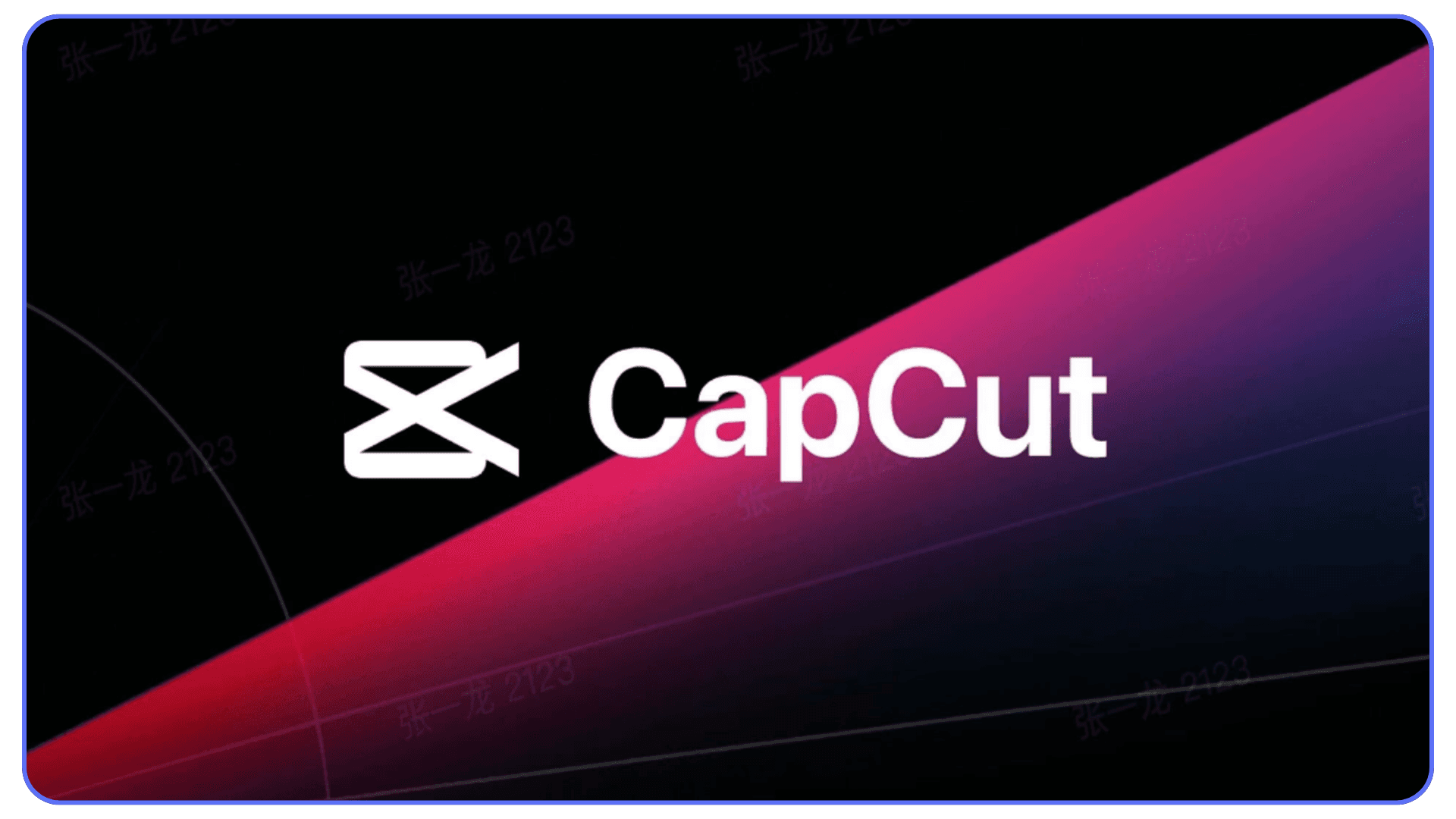 CapCut logo on a dark gradient background with red and purple tones, representing the video editing app.