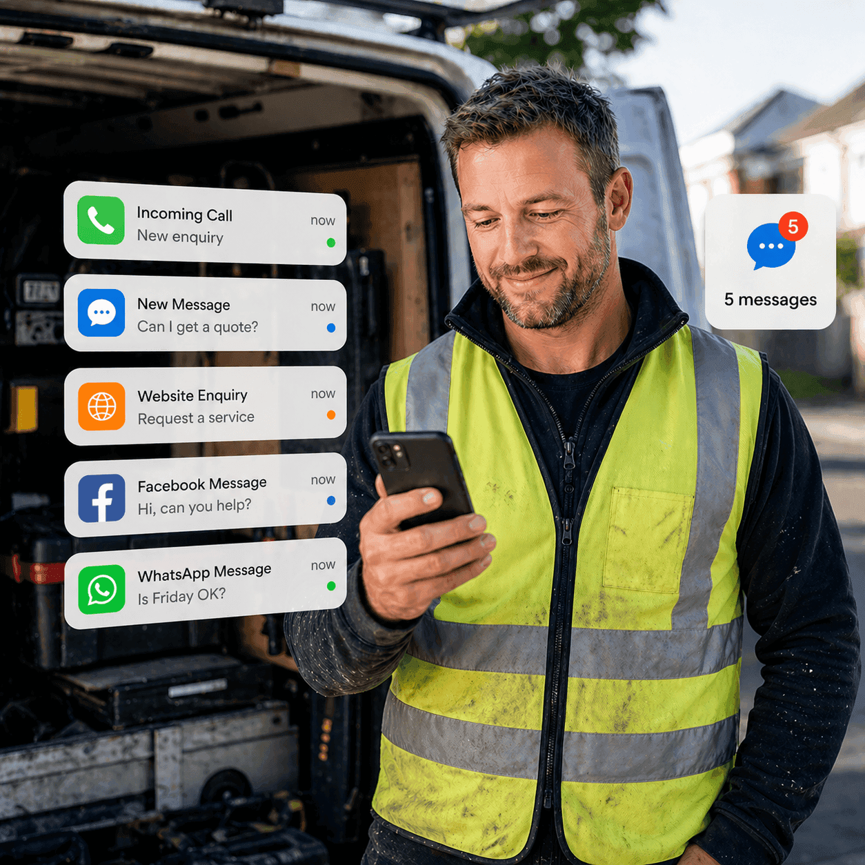 Tradie Checking His Messages