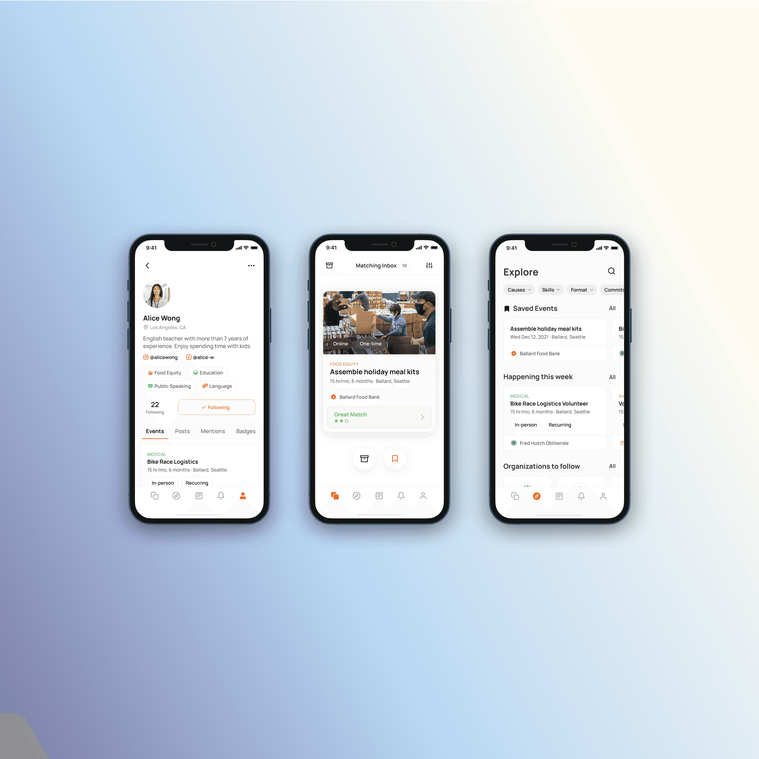 3 mobile app screens
