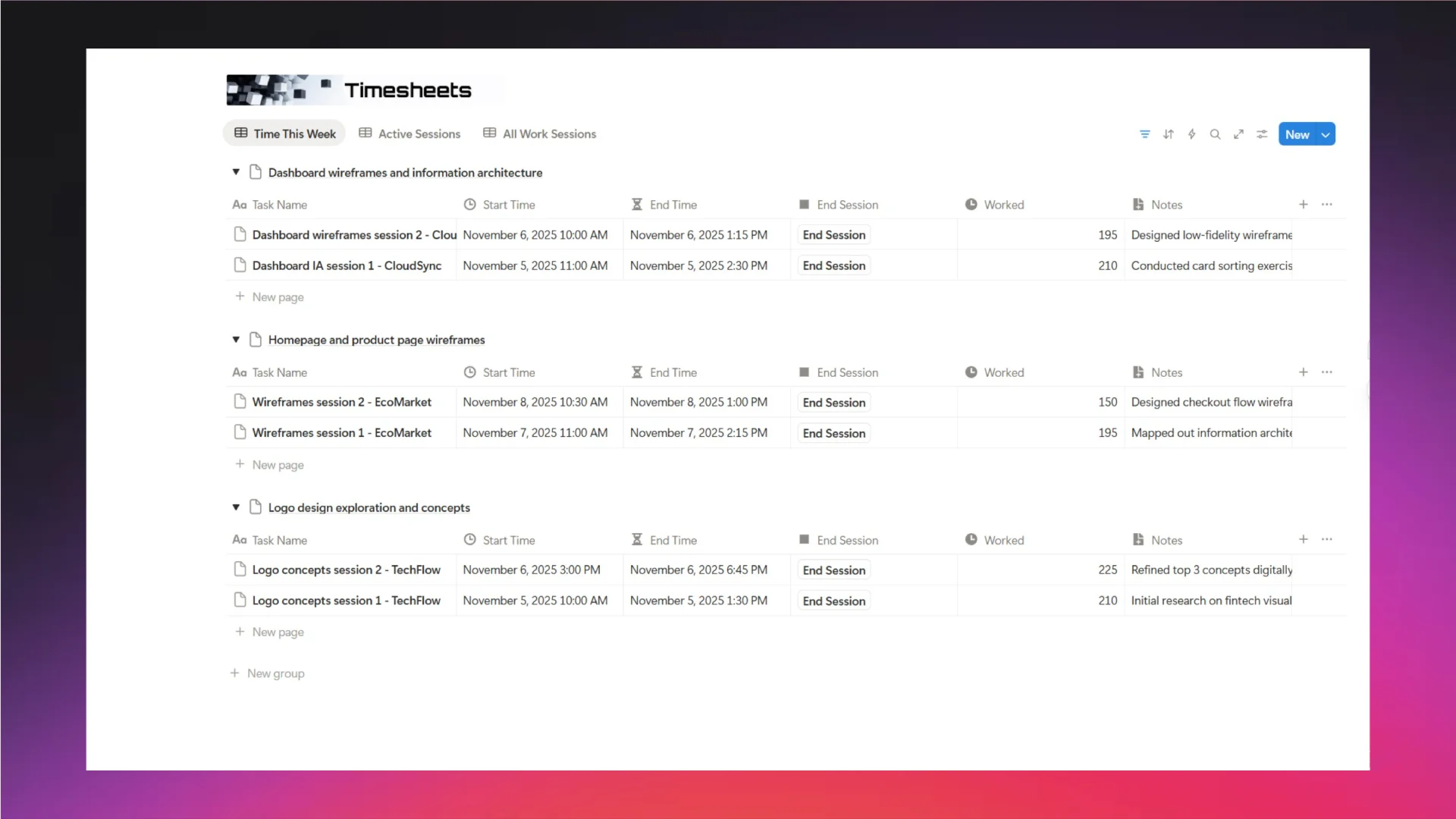 Timesheet Dashboard Screenshot