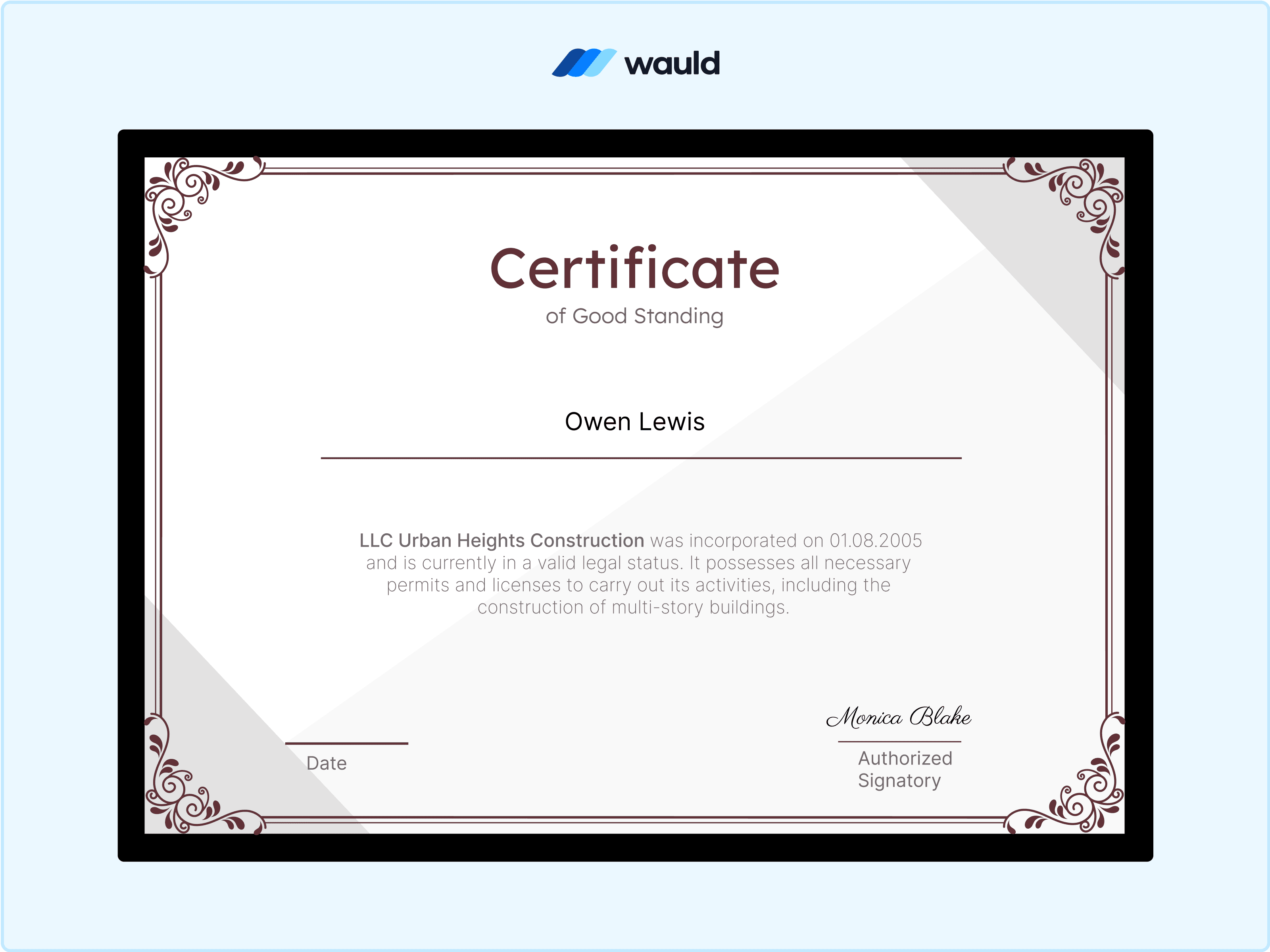 Wauld - Bold and elegant certificate template 