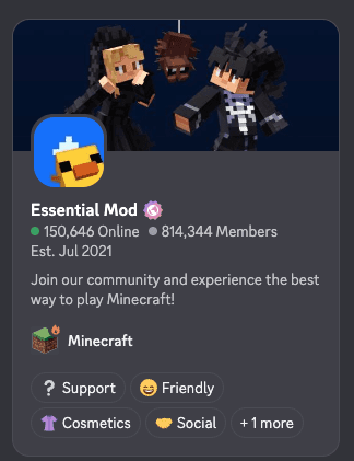 Mincraft Essential Mod Discord Stats