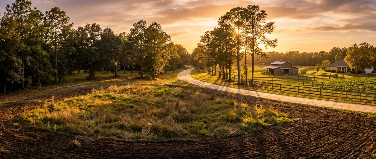 Sunlit lakeside path with trees, RockN' Socials, Digital Marketing Agency.
