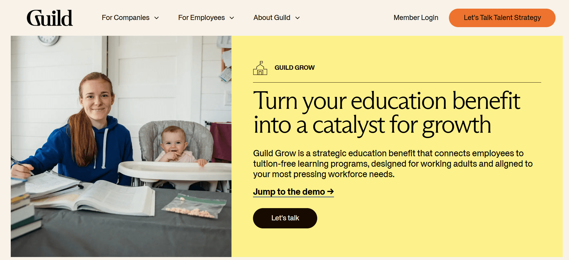 Guild: One of the top edtech website design examples