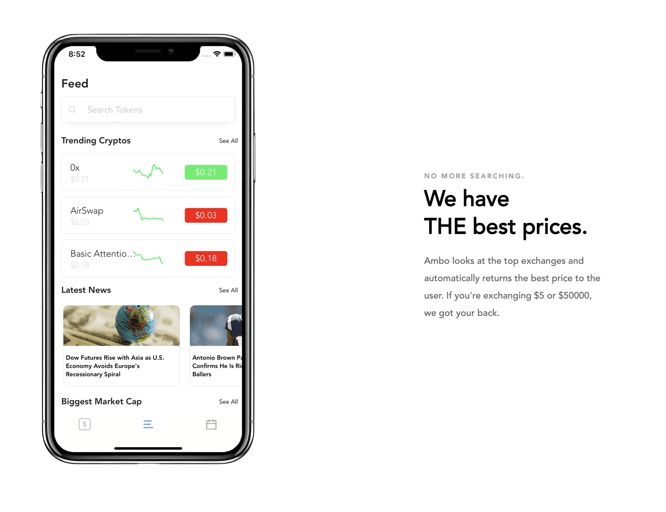 A screenshot of the app's home screen