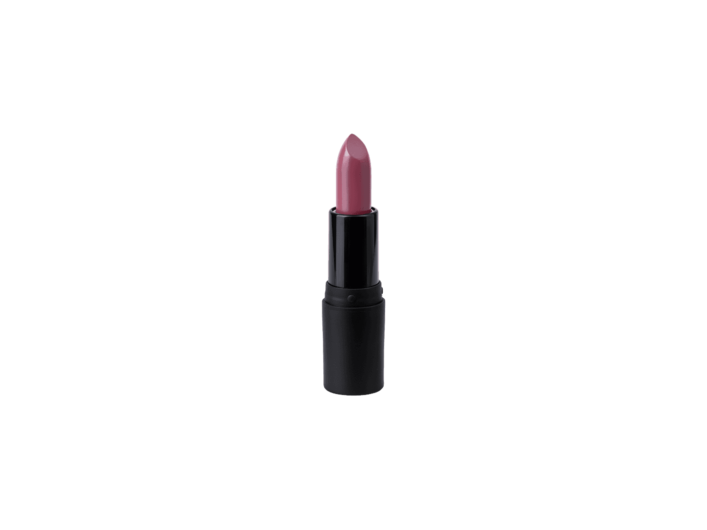 a mauve pink lipstick in a black tube