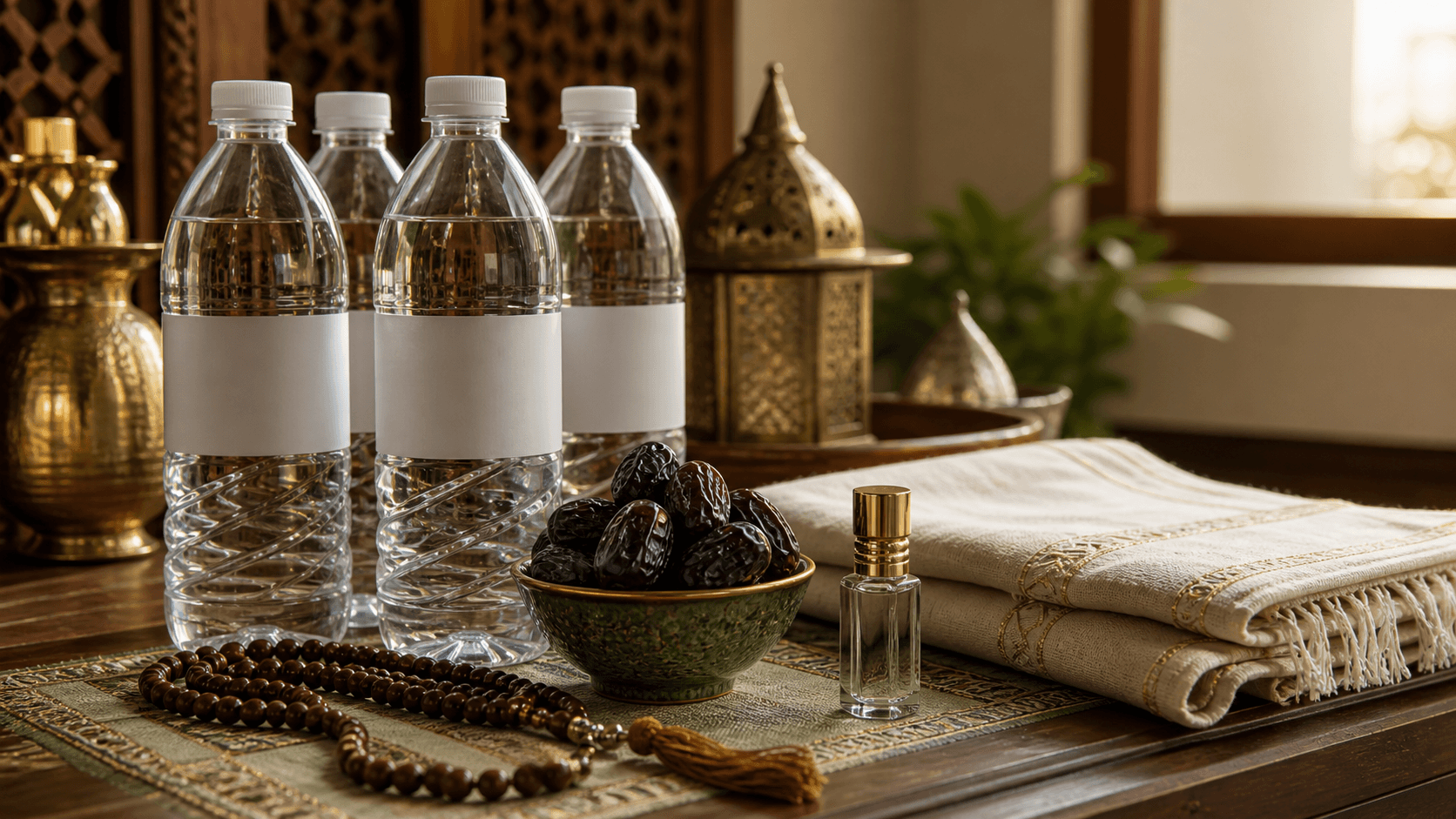 Umrah return gifts: Zamzam water, Ajwa dates, a tasbeeh and attar a returning pilgrim brings back