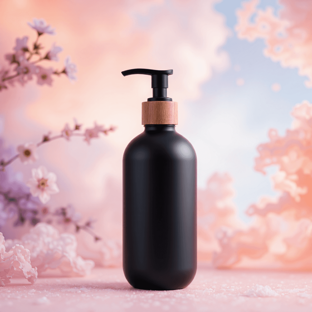 product photography of a bottle of liquid soap or lotion with a pump dispenser