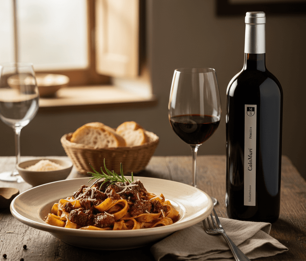 Romantic dinner with Merlot wine and Spaghetti with Meatballs, perfect pairing for an elegant evening.