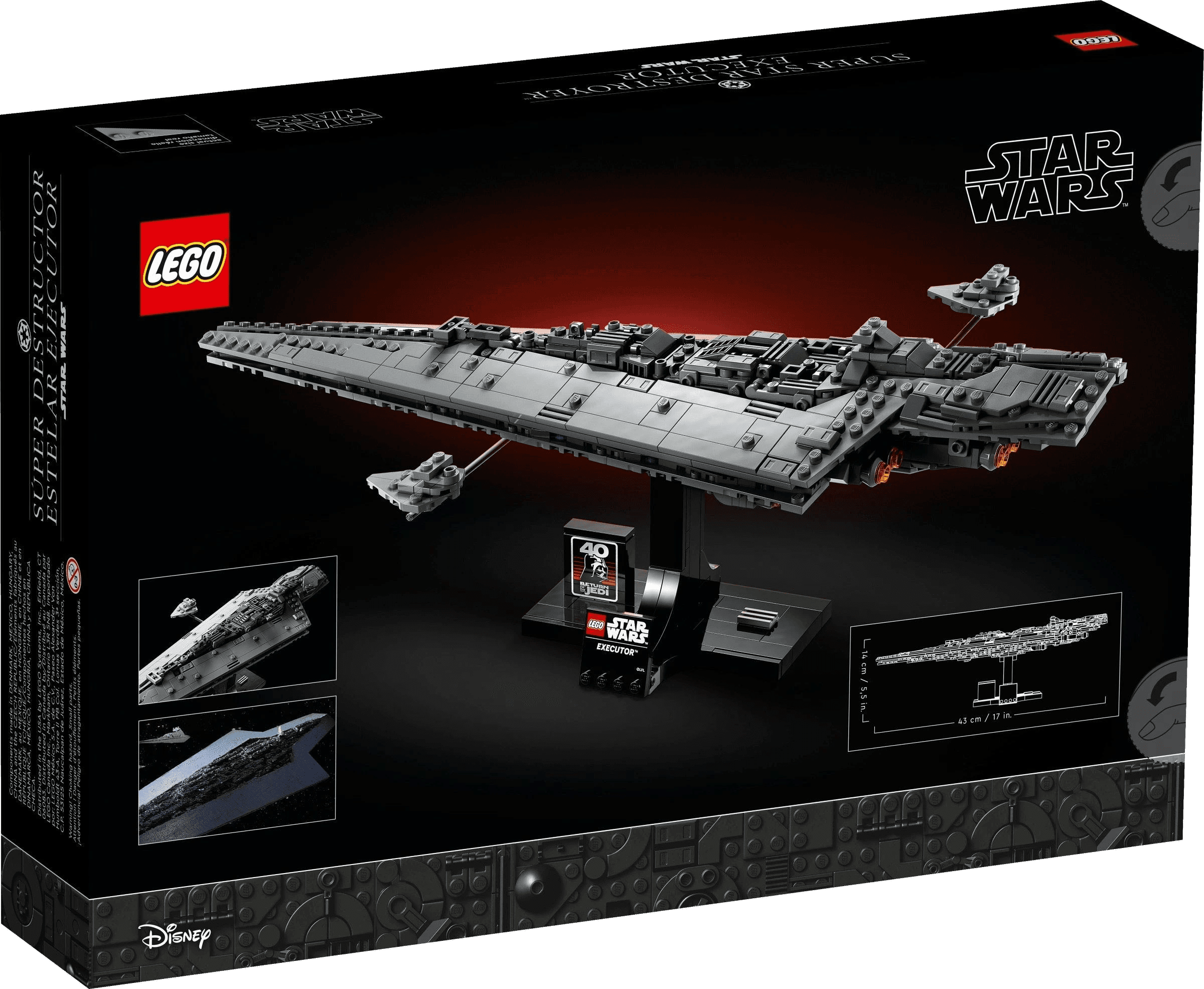 LEGO® Executor Super Star Destroyer™ (sett 75356) - eske sett bakfra med skipet, Brikkenerd