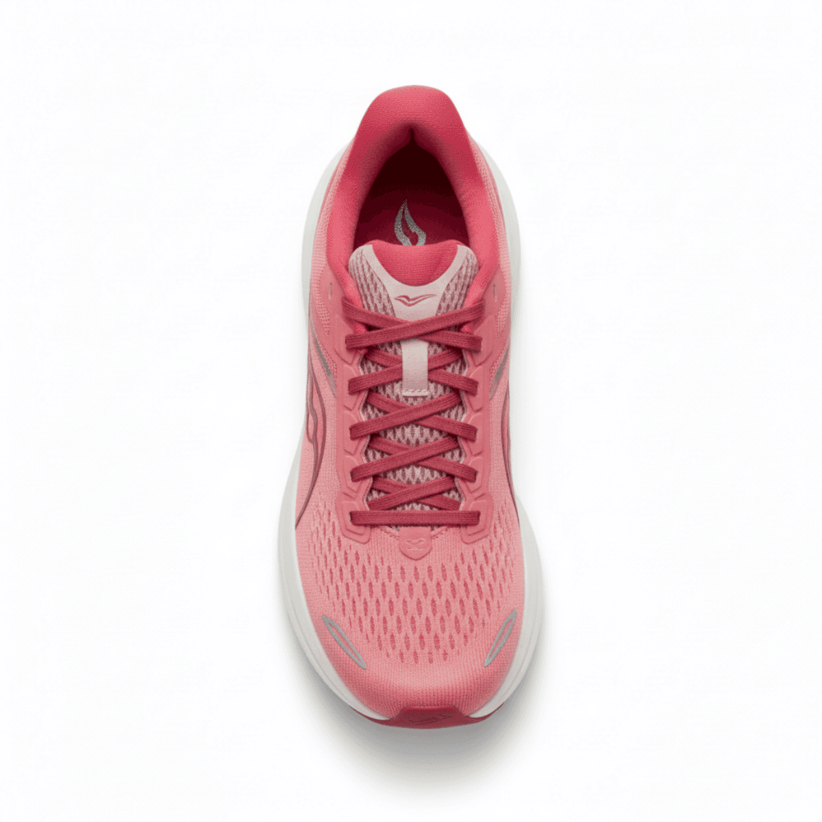 Pink Corbell Flow Run women's sneaker with breathable mesh upper and cushioned sole, top view.