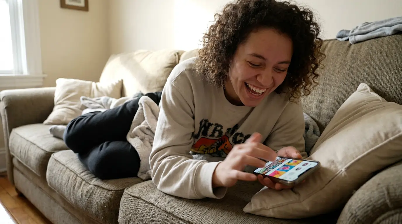 Girl Scrolling Ads