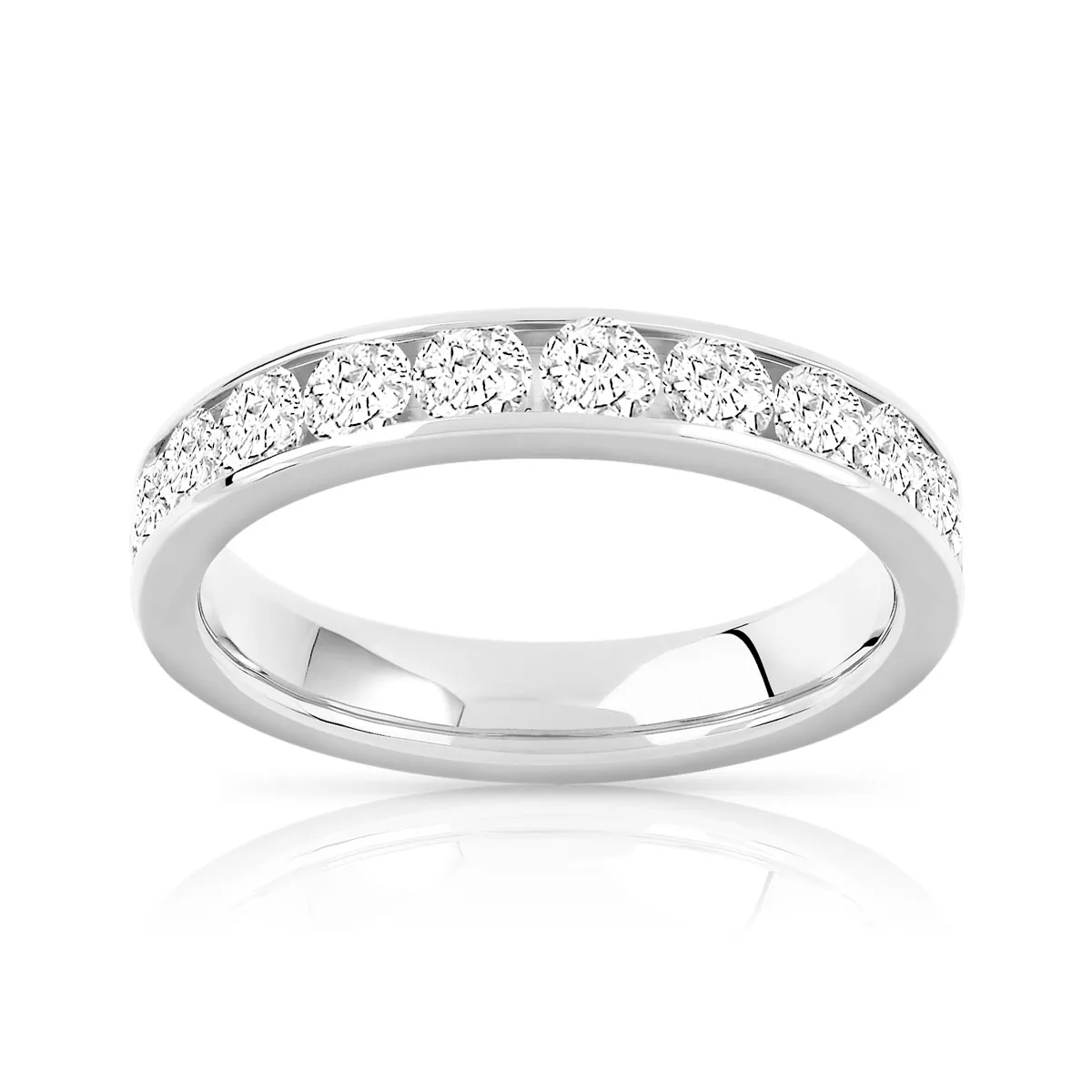 Alliance en or blanc 750 sertie de diamants