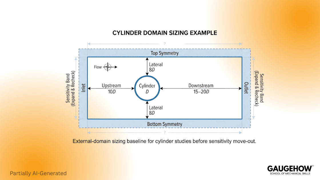 CFD cylinder domain size guidelines 10D