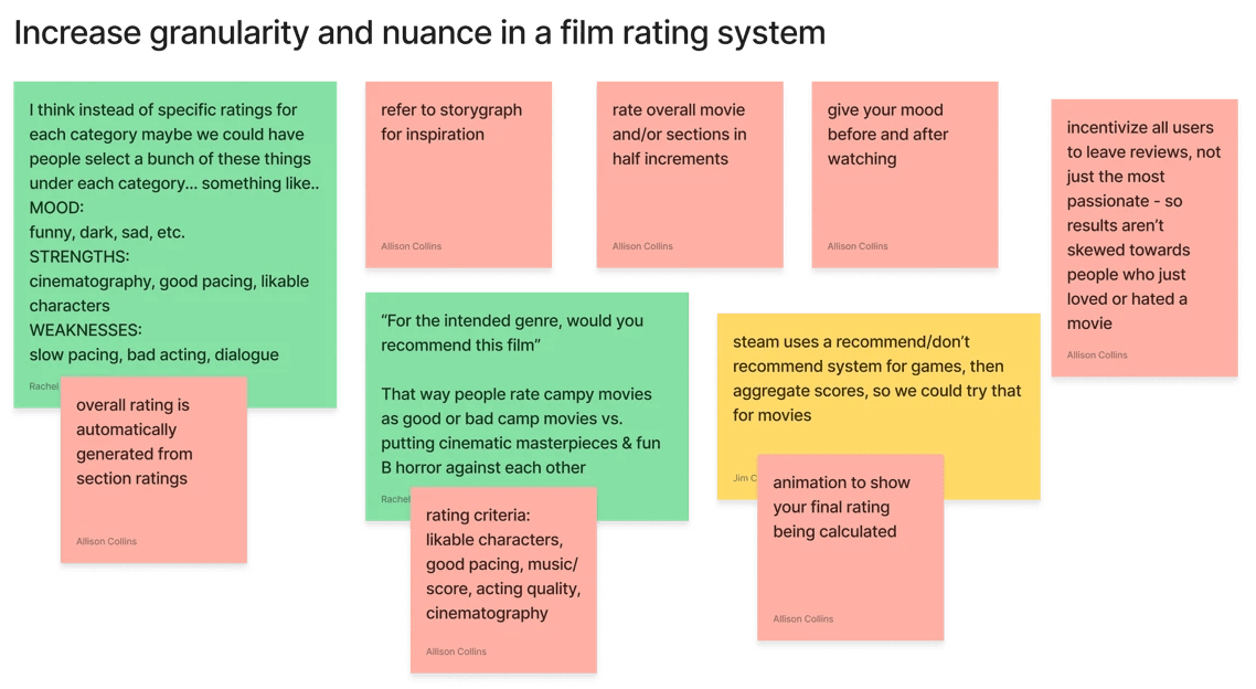 brainstorming: increase granularity and nuance in a film rating system