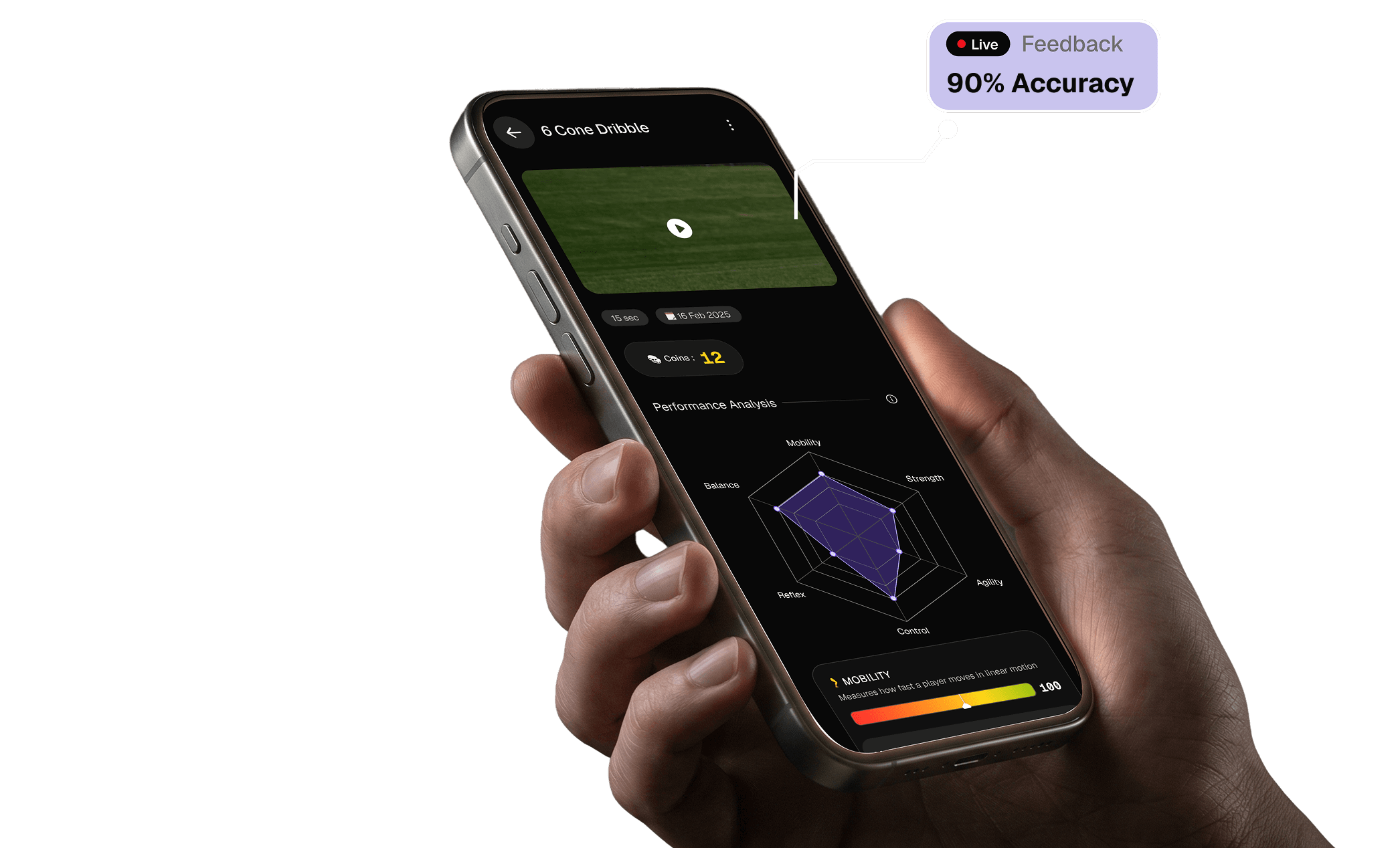 App mockup with live feedback