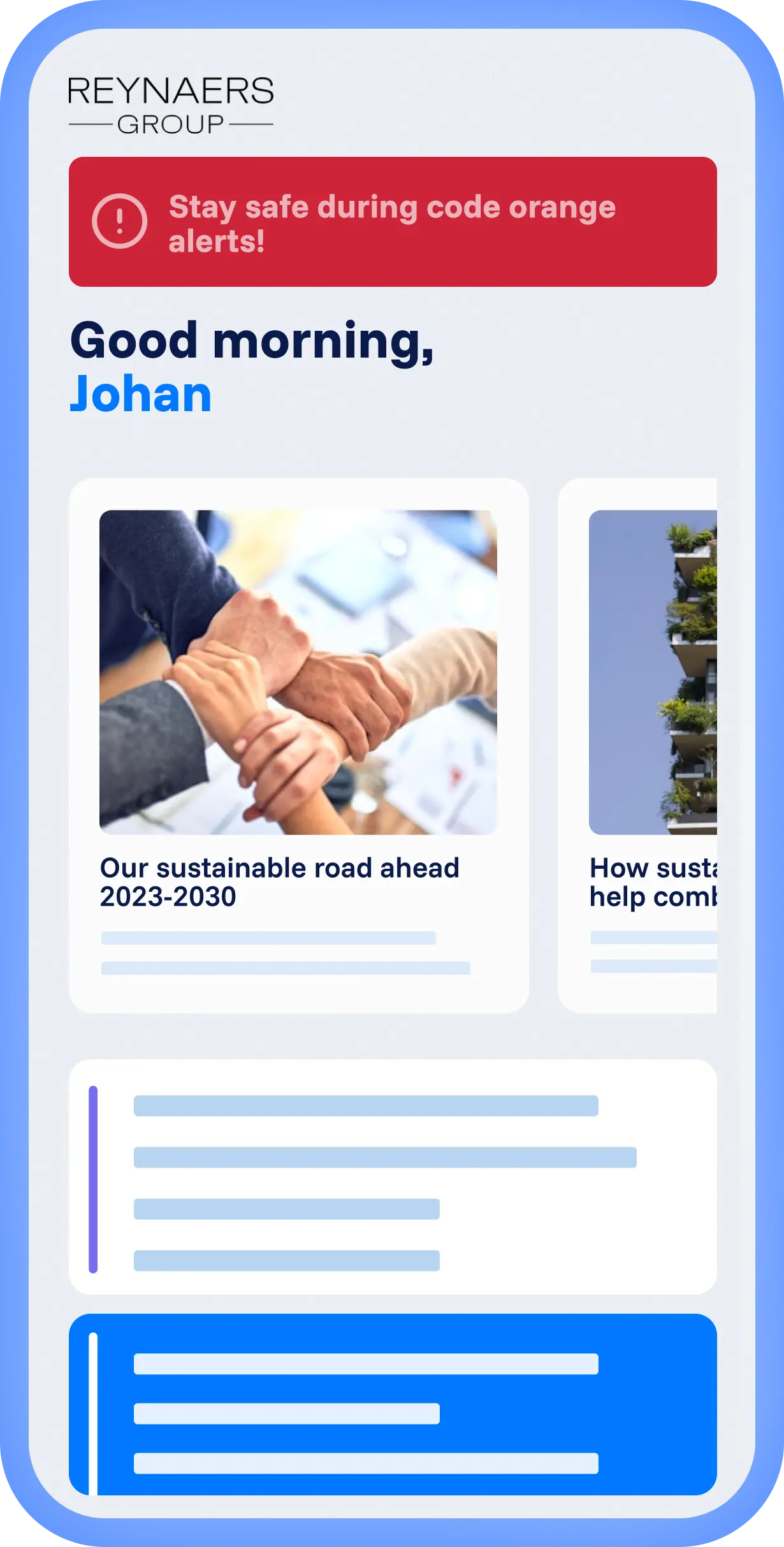 Spencer platform met lokale ervaring en eigen Mobix branding, gepersonaliseerde feed met artikelen en overzichtelijke layout