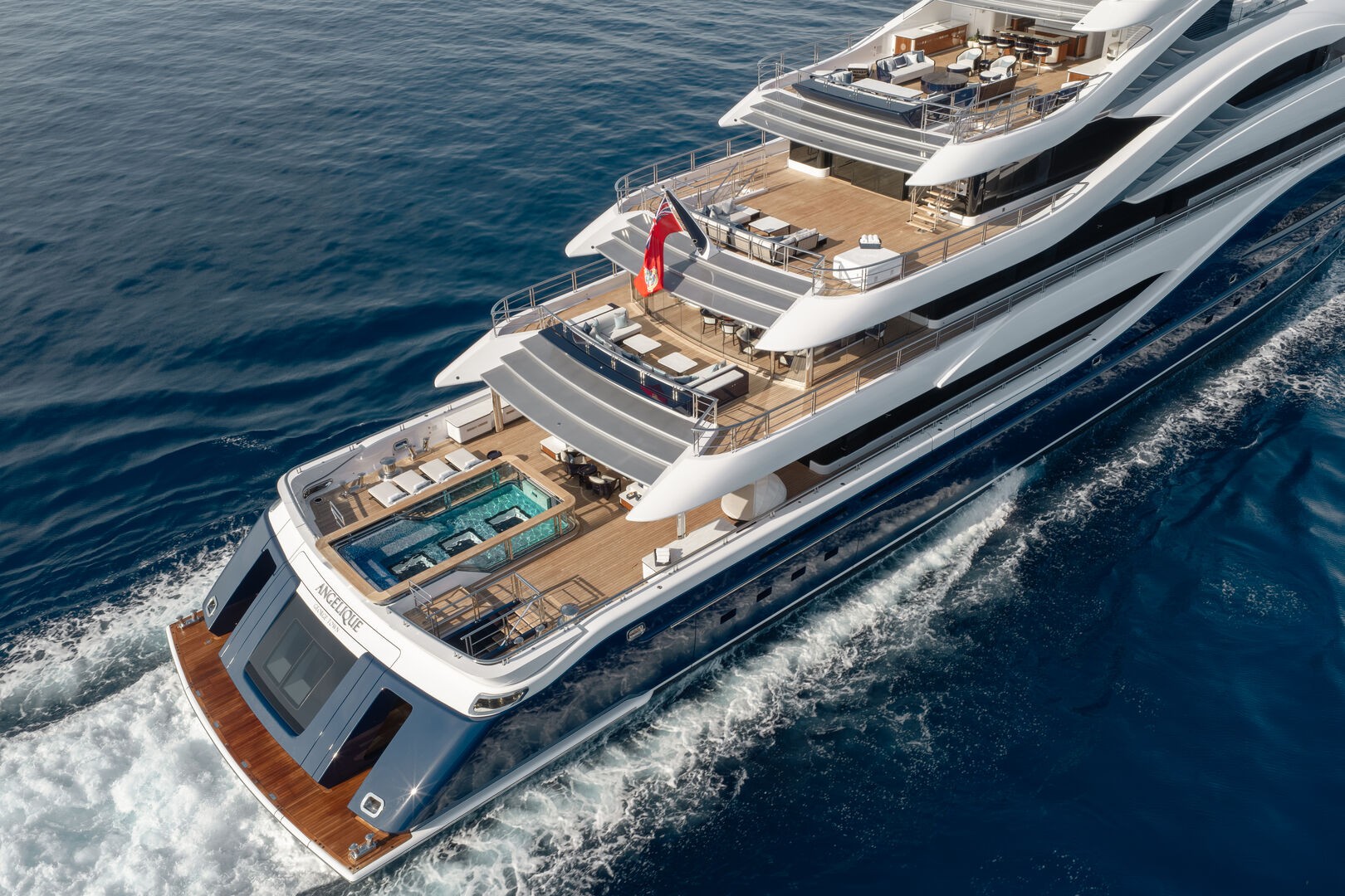 ANGELIQUE: the pool and outdoor living spaces on the aft decks.