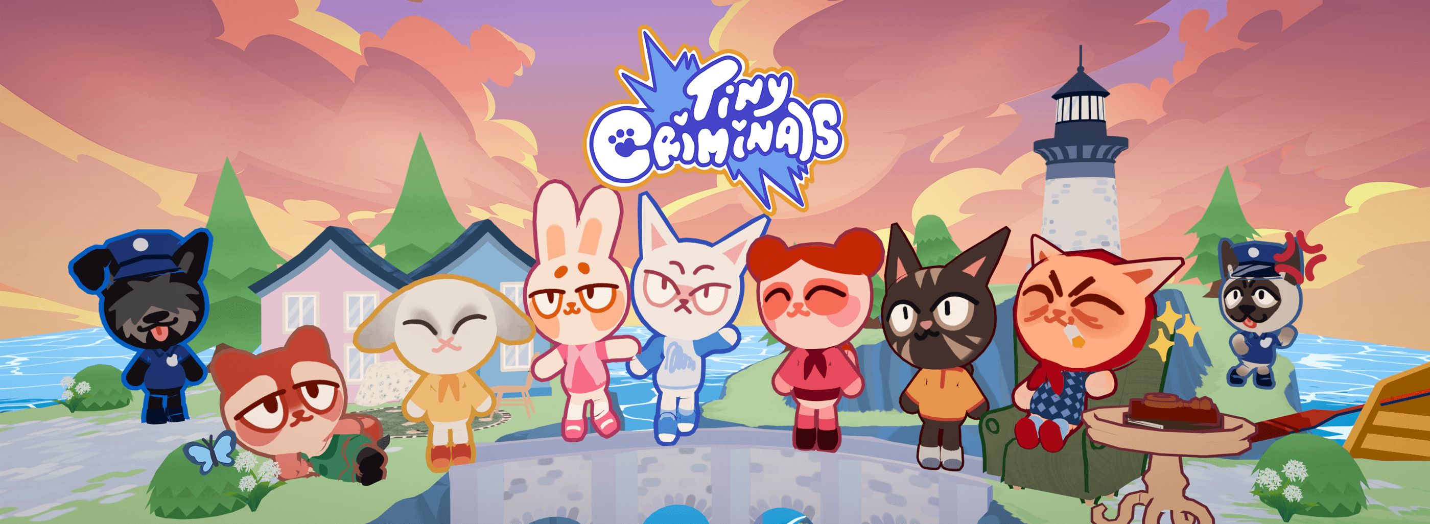 Tiny Criminals characters on their island hideout